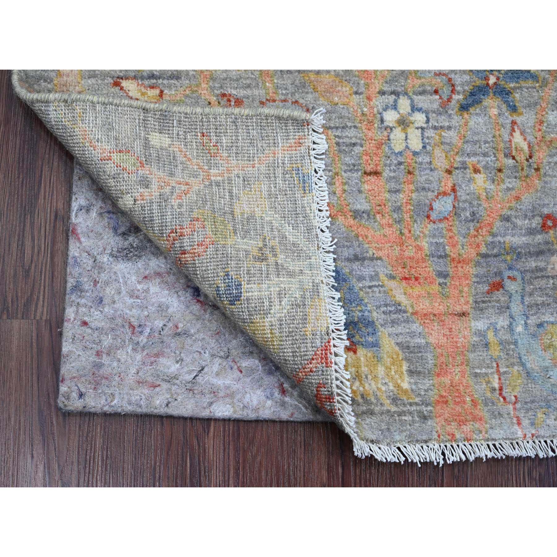2'1"x3'2" Carolina Blue, Afghan Peshawar with Birds of Paradise Design, Hand Knotted, Soft Wool, Vegetable Dyes, Sample, Mat, Oriental Rug Sh20048