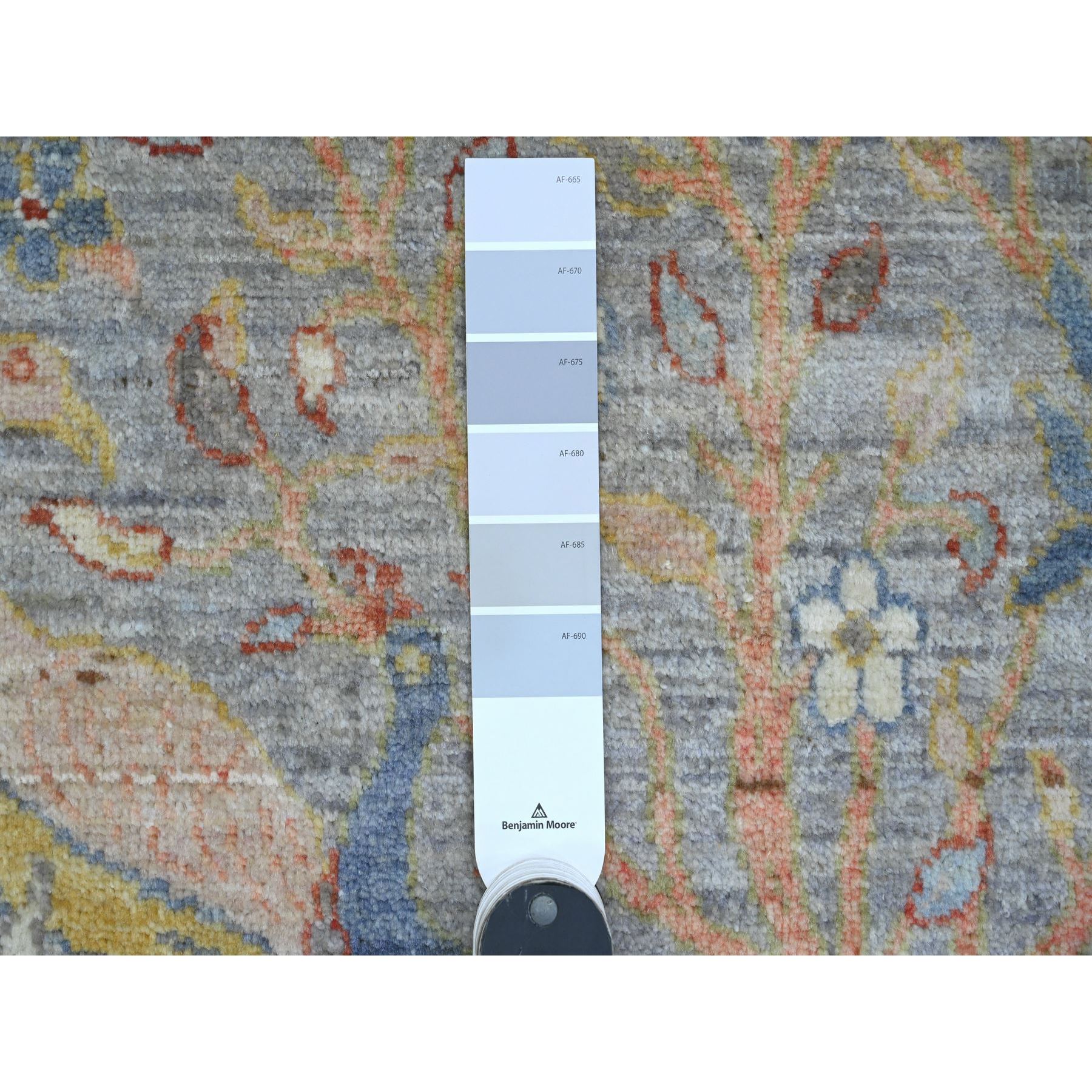 2'1"x3'2" Carolina Blue, Afghan Peshawar with Birds of Paradise Design, Hand Knotted, Soft Wool, Vegetable Dyes, Sample, Mat, Oriental Rug Sh20048