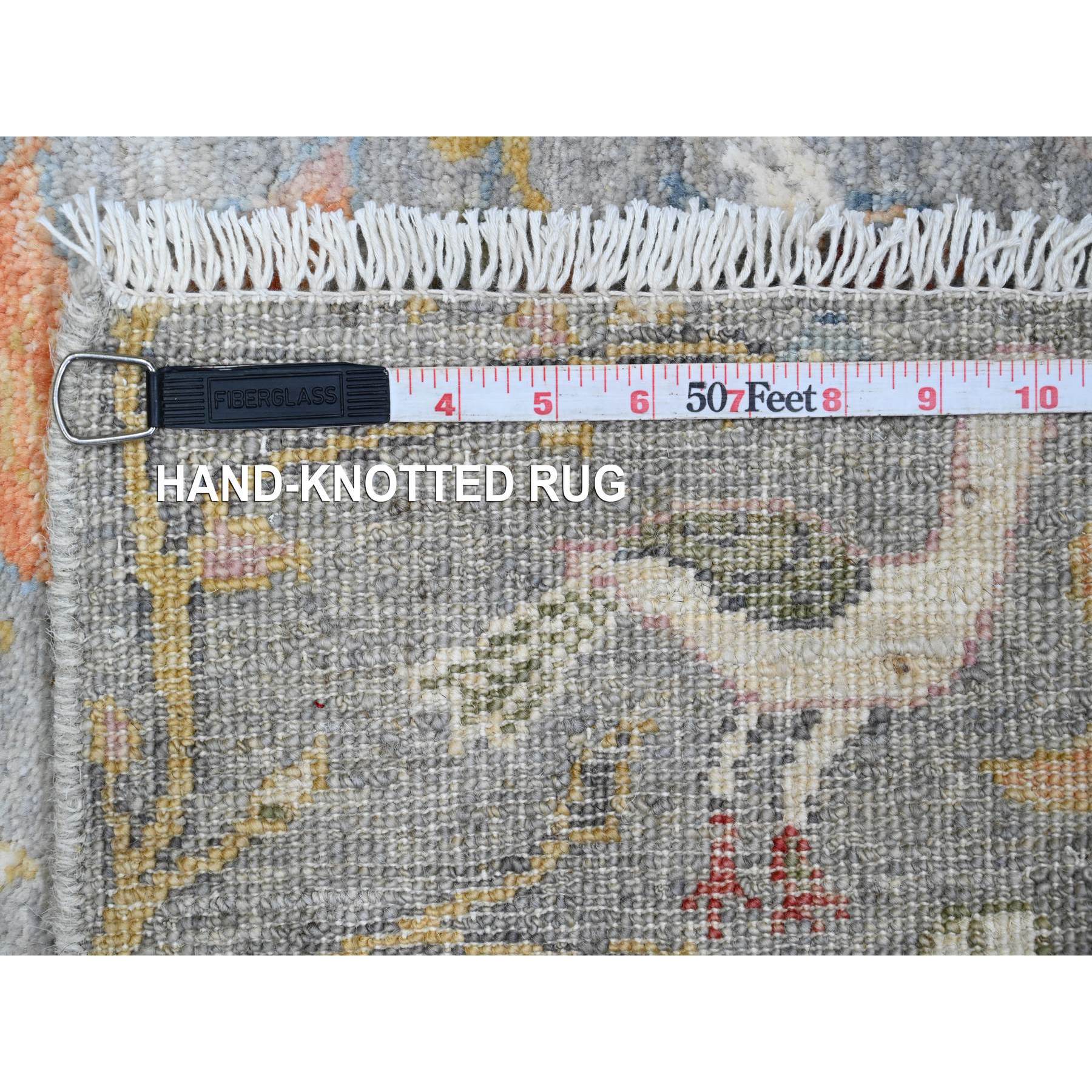 2'x6'2" Spanish Gray, Afghan Peshawar with Birds of Paradise Design, Hand Knotted, Natural Dyes, Soft Wool, Short Runner, Oriental Rug Sh20049