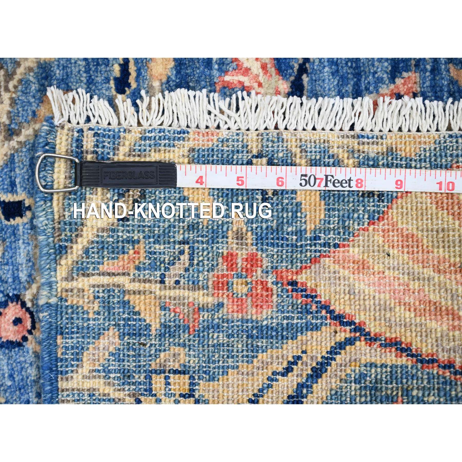 2'x3' Imperial Blue, Afghan Peshawar with Birds of Paradise Design, Vegetable Dyes, Sample, Hand Knotted, Soft and Shiny Wool, Mat, Oriental Rug Sh20053