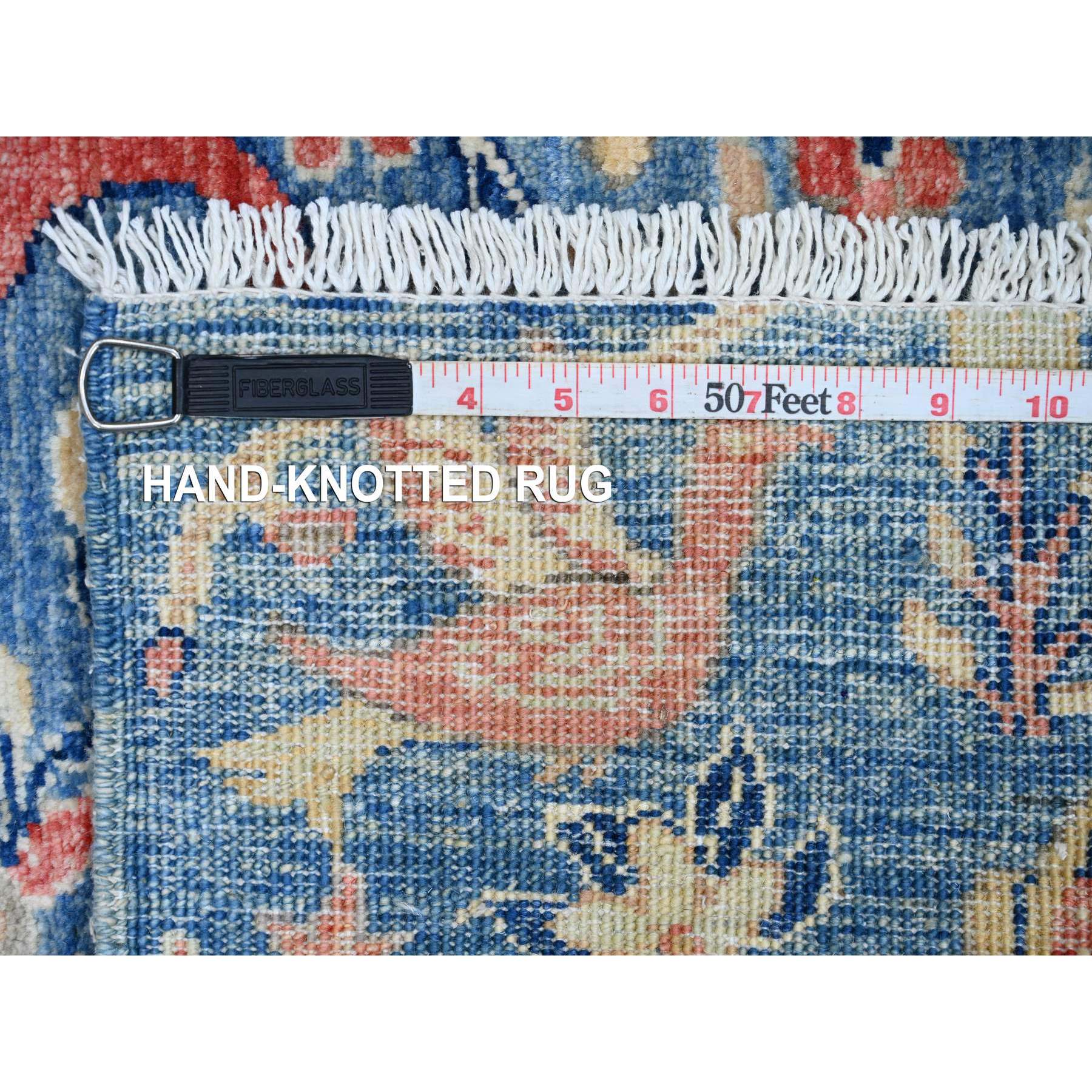 2'1"x2'10" Bayern Blue, Hand Knotted, Afghan Peshawar with Birds of Paradise Design, Natural Dyes, 100% Wool, Mat, Sample, Oriental Rug Sh20056