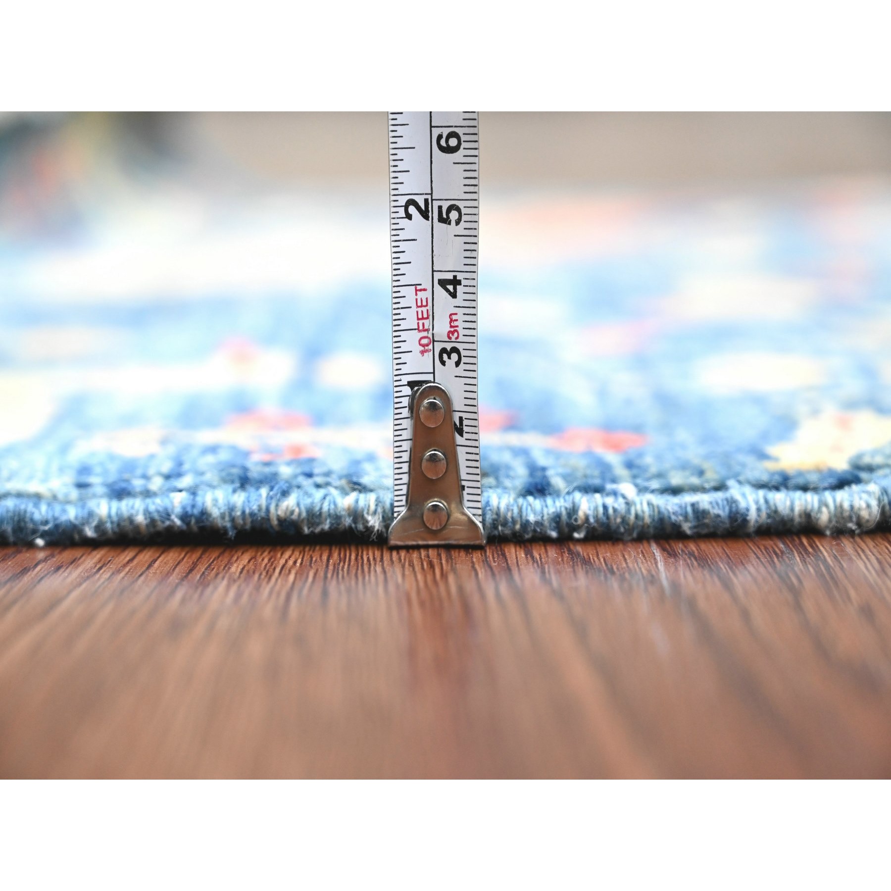 2'x3' Yale Blue, Afghan Peshawar with Birds of Paradise Design, Hand Knotted, Soft and Velvety Wool, Veggie Dyes, Sample, Mat, Oriental Rug Sh20059