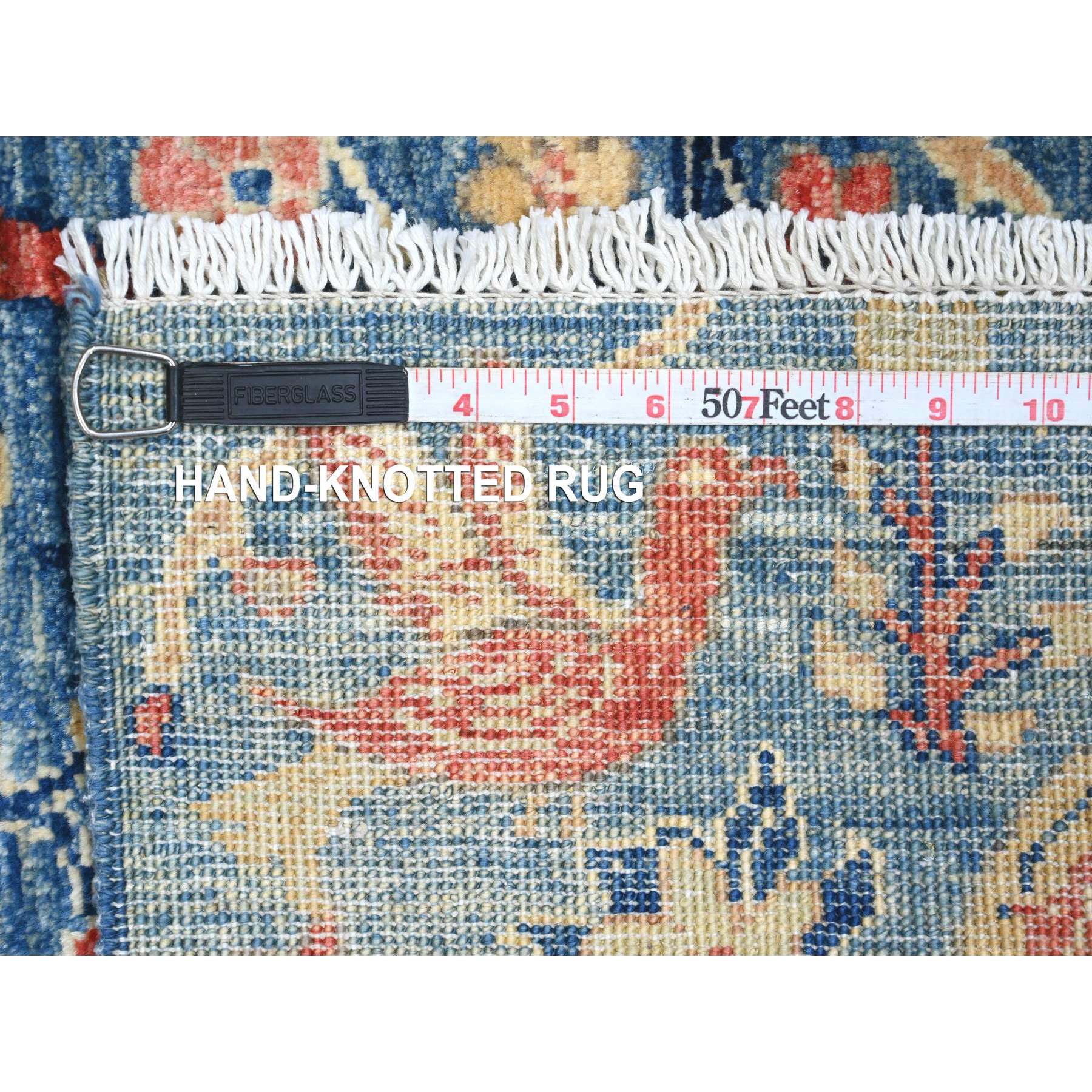 2'x3' Yale Blue, Afghan Peshawar with Birds of Paradise Design, Hand Knotted, Soft and Velvety Wool, Veggie Dyes, Sample, Mat, Oriental Rug Sh20059