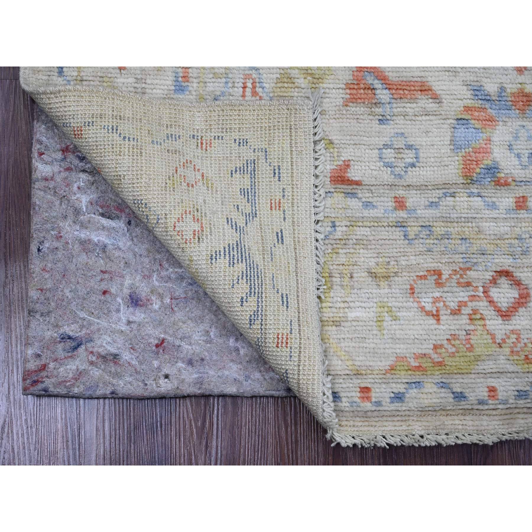 4'x6' Oyster Gray, Hand Knotted, Afghan Angora Oushak with Serrated Leaf Design, Natural Dyes, 100% Wool, Oriental Rug Sh20066