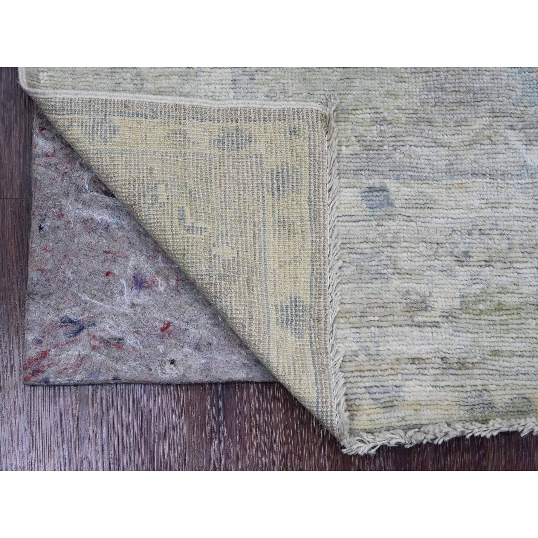 4'x5'10" Sonic Gray, Hand Knotted, Afghan Angora Oushak with Floral Pattern, Natural Dyes, 100% Wool, Oriental Rug Sh20075