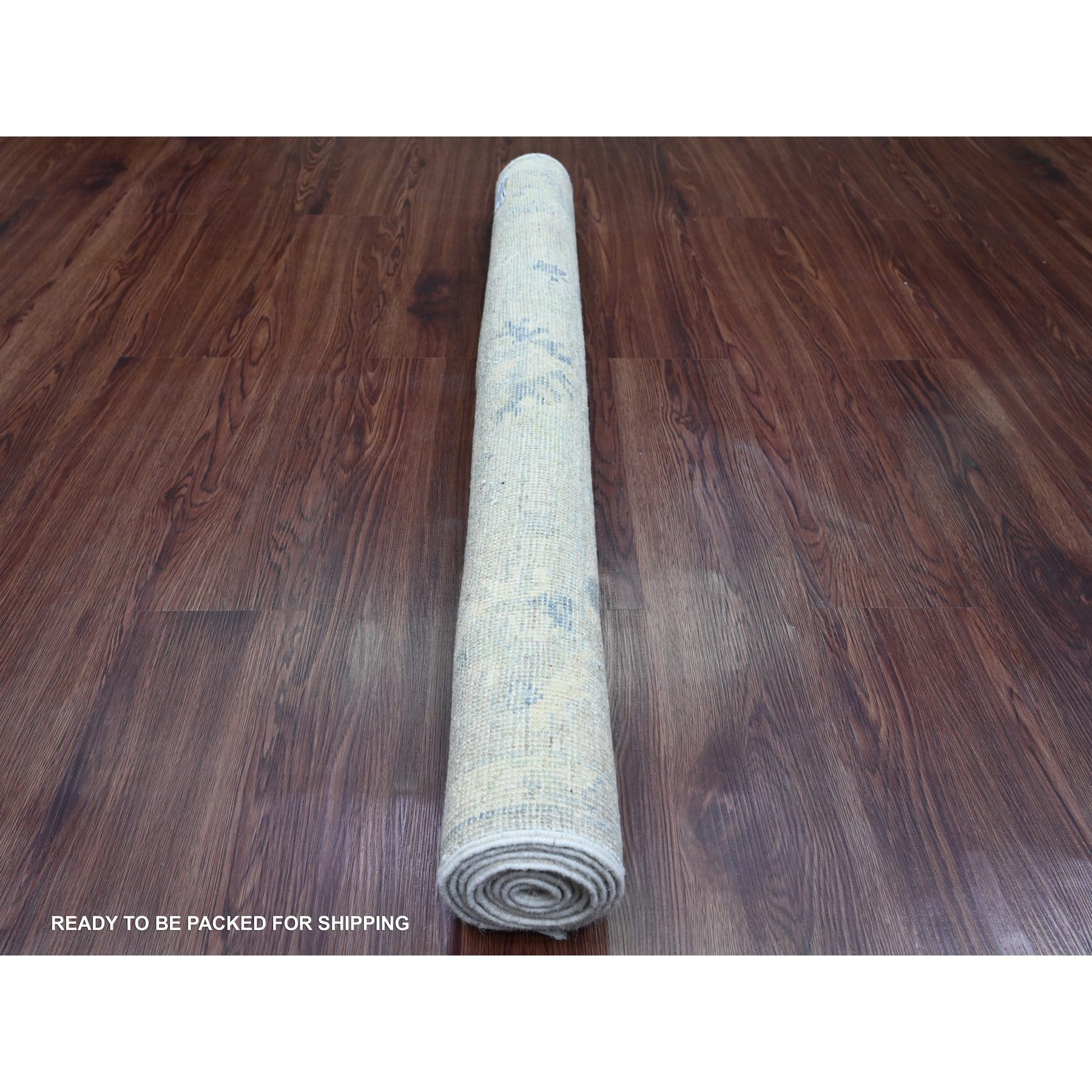 4'x5'10" Sonic Gray, Hand Knotted, Afghan Angora Oushak with Floral Pattern, Natural Dyes, 100% Wool, Oriental Rug Sh20075