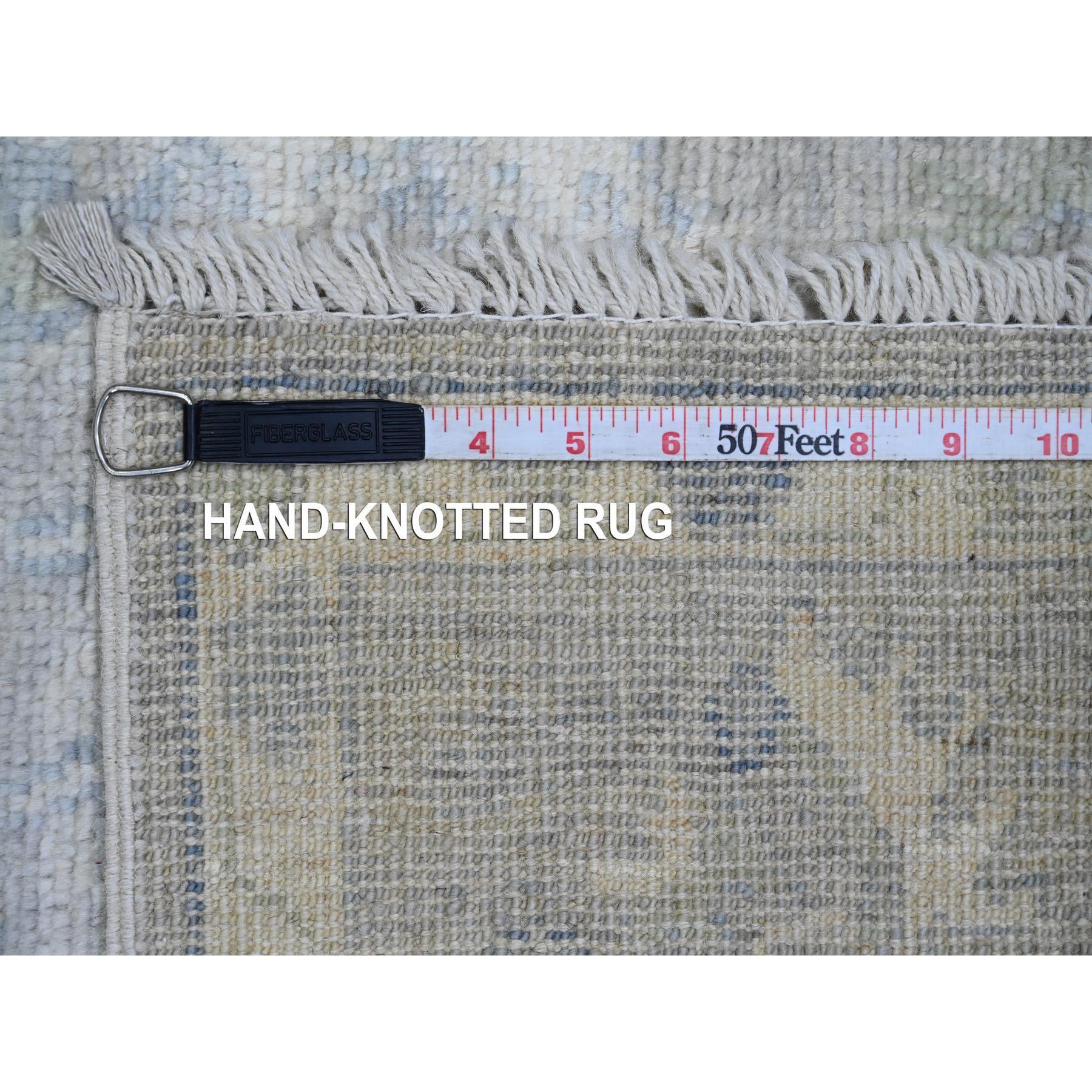 4'x5'10" Sonic Gray, Hand Knotted, Afghan Angora Oushak with Floral Pattern, Natural Dyes, 100% Wool, Oriental Rug Sh20075