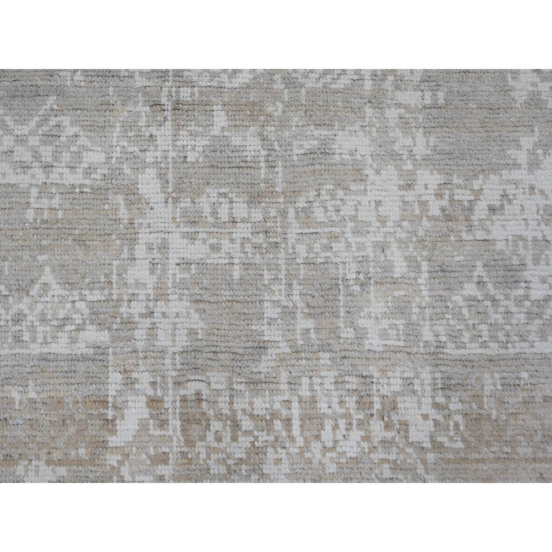 9'1"x12'5" Dark Vanilla Brown, Moroccan Weave with Erased and Broken Pattern, Abrash, Hand Knotted, Pure Wool, Oriental Rug Sh20079