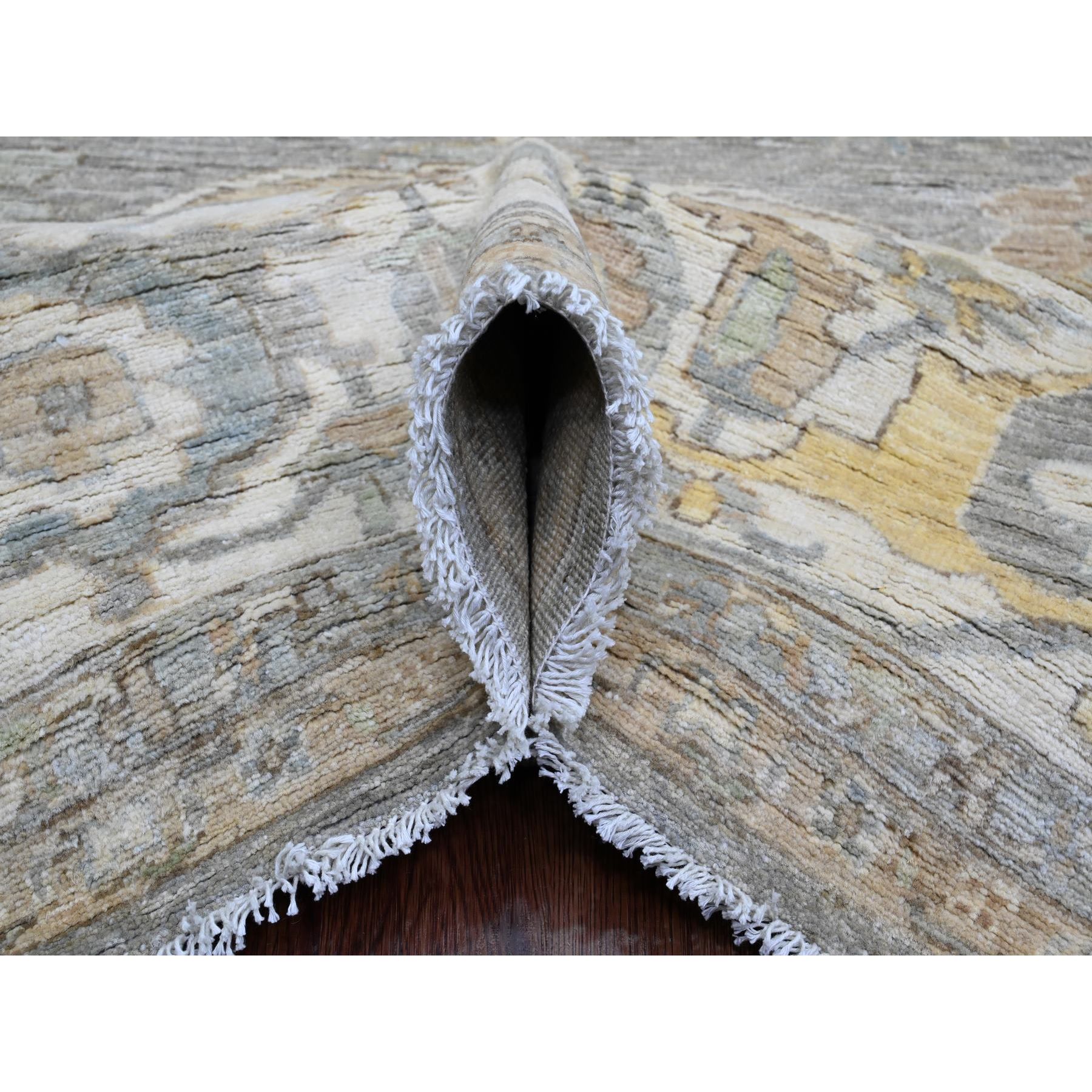 8'10"x11'8" Nevada Gray with Touches of Gold, Peshawar with All Over Heriz Design, Natural Dyes, Hand Knotted, Pure Wool, Oriental Rug Sh20083