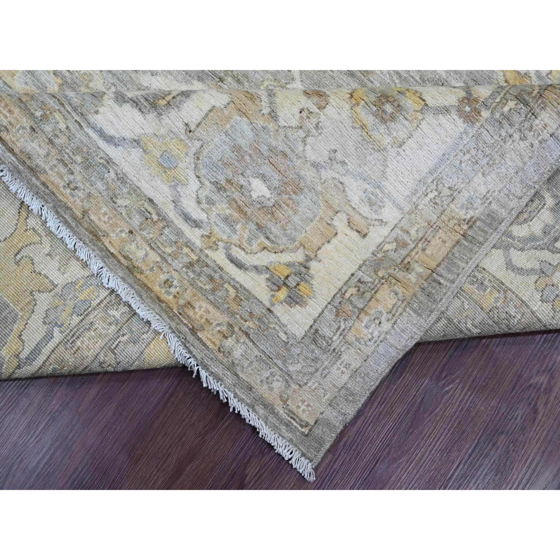 8'10"x11'8" Nevada Gray with Touches of Gold, Peshawar with All Over Heriz Design, Natural Dyes, Hand Knotted, Pure Wool, Oriental Rug Sh20083