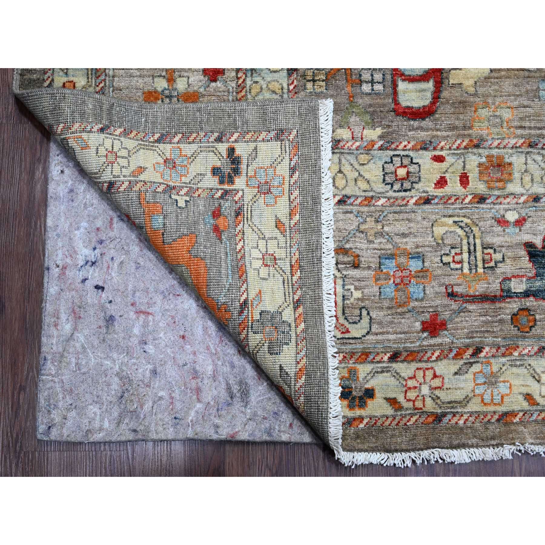 10'x13'10" Cedar Brown, Peshawar Aryana with Bijar Garus Design, Colorful Pattern, Hand Knotted, Vegetable Dyes, Densely Woven, 100% Wool, Oriental Rug Sh20084