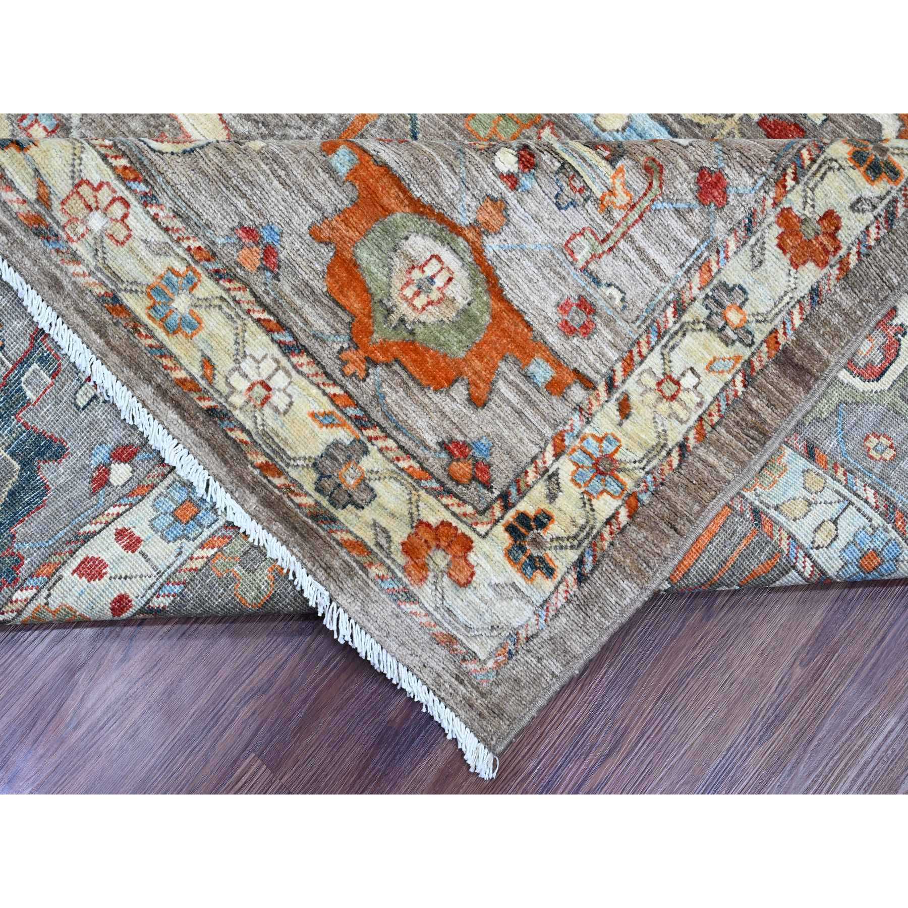 10'x13'10" Cedar Brown, Peshawar Aryana with Bijar Garus Design, Colorful Pattern, Hand Knotted, Vegetable Dyes, Densely Woven, 100% Wool, Oriental Rug Sh20084