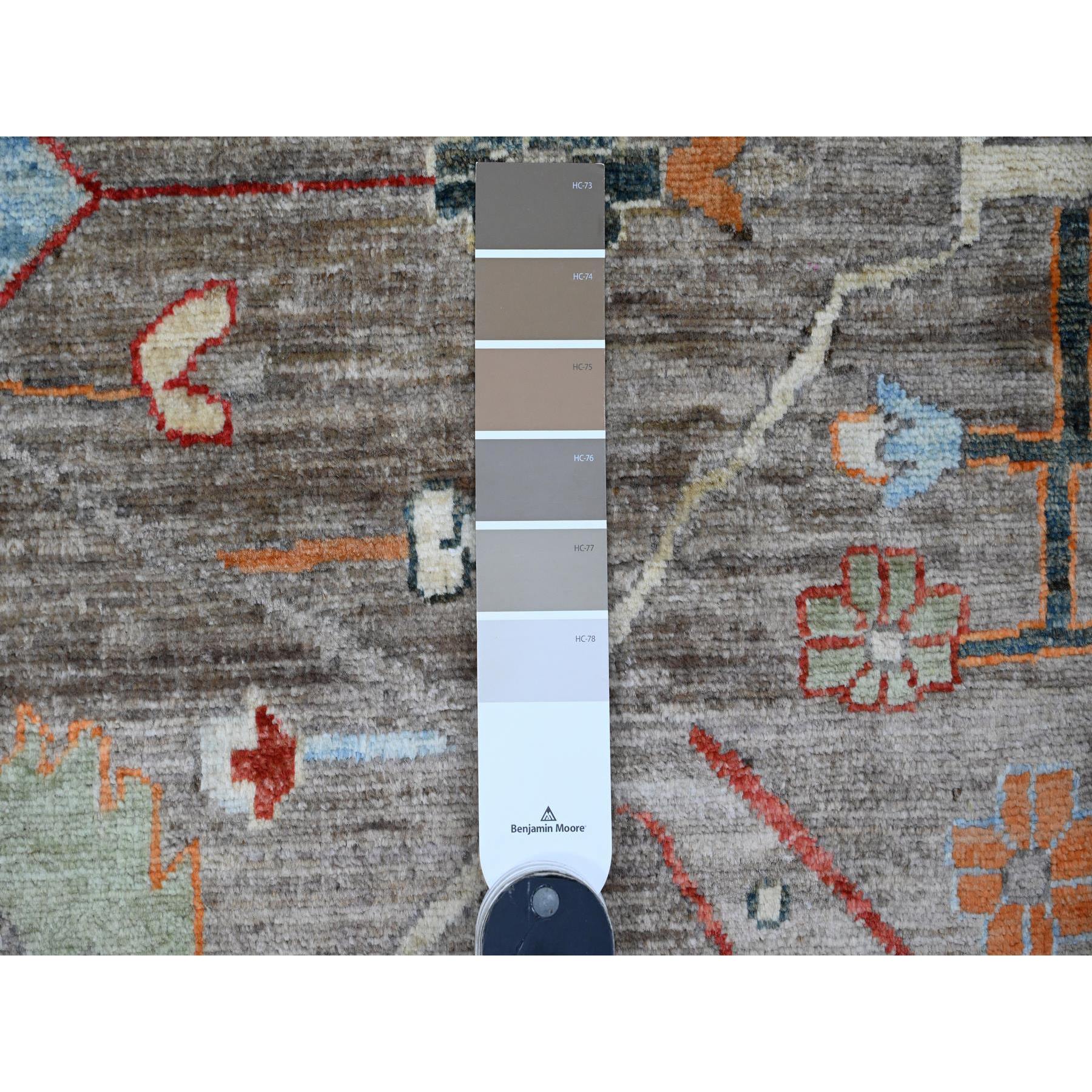 10'x13'10" Cedar Brown, Peshawar Aryana with Bijar Garus Design, Colorful Pattern, Hand Knotted, Vegetable Dyes, Densely Woven, 100% Wool, Oriental Rug Sh20084