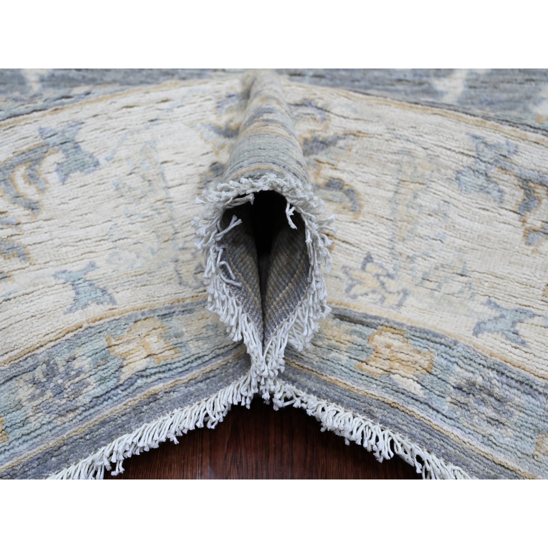 8'2"x9'8" Pewter Gray, Peshawar with Ziegler Mahal Design, Hand Knotted, Natural Dyes, Pure Wool, Densely Woven, Oriental Rug Sh20086