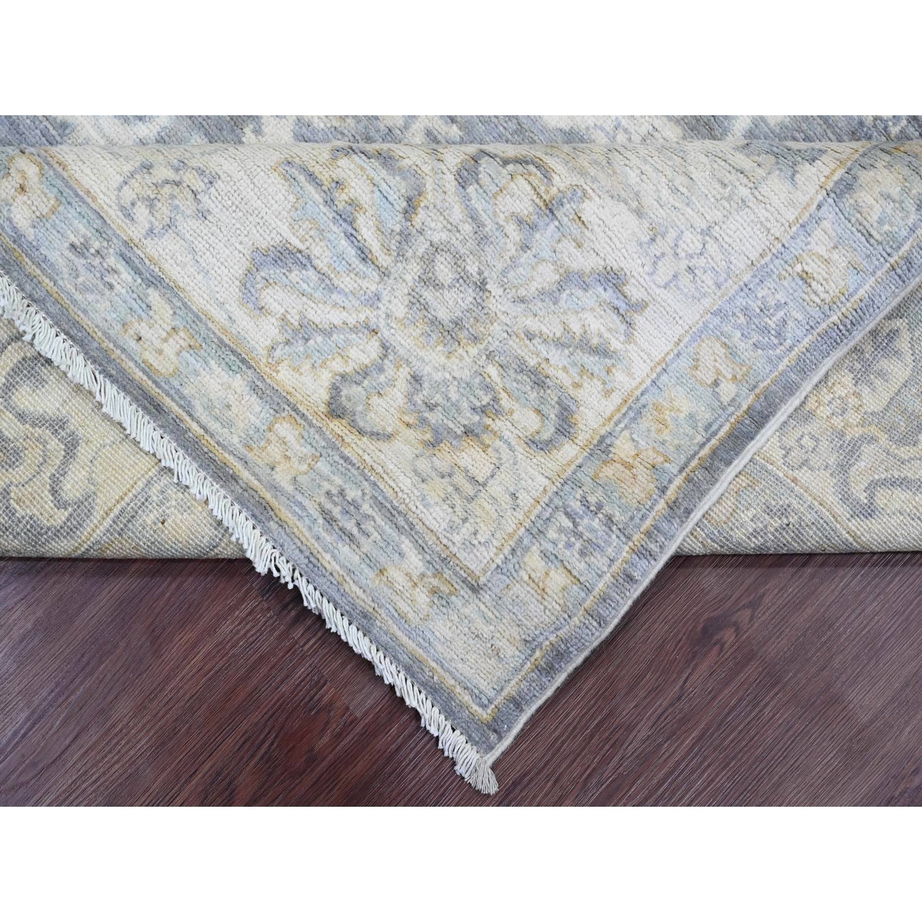 8'2"x9'8" Pewter Gray, Peshawar with Ziegler Mahal Design, Hand Knotted, Natural Dyes, Pure Wool, Densely Woven, Oriental Rug Sh20086