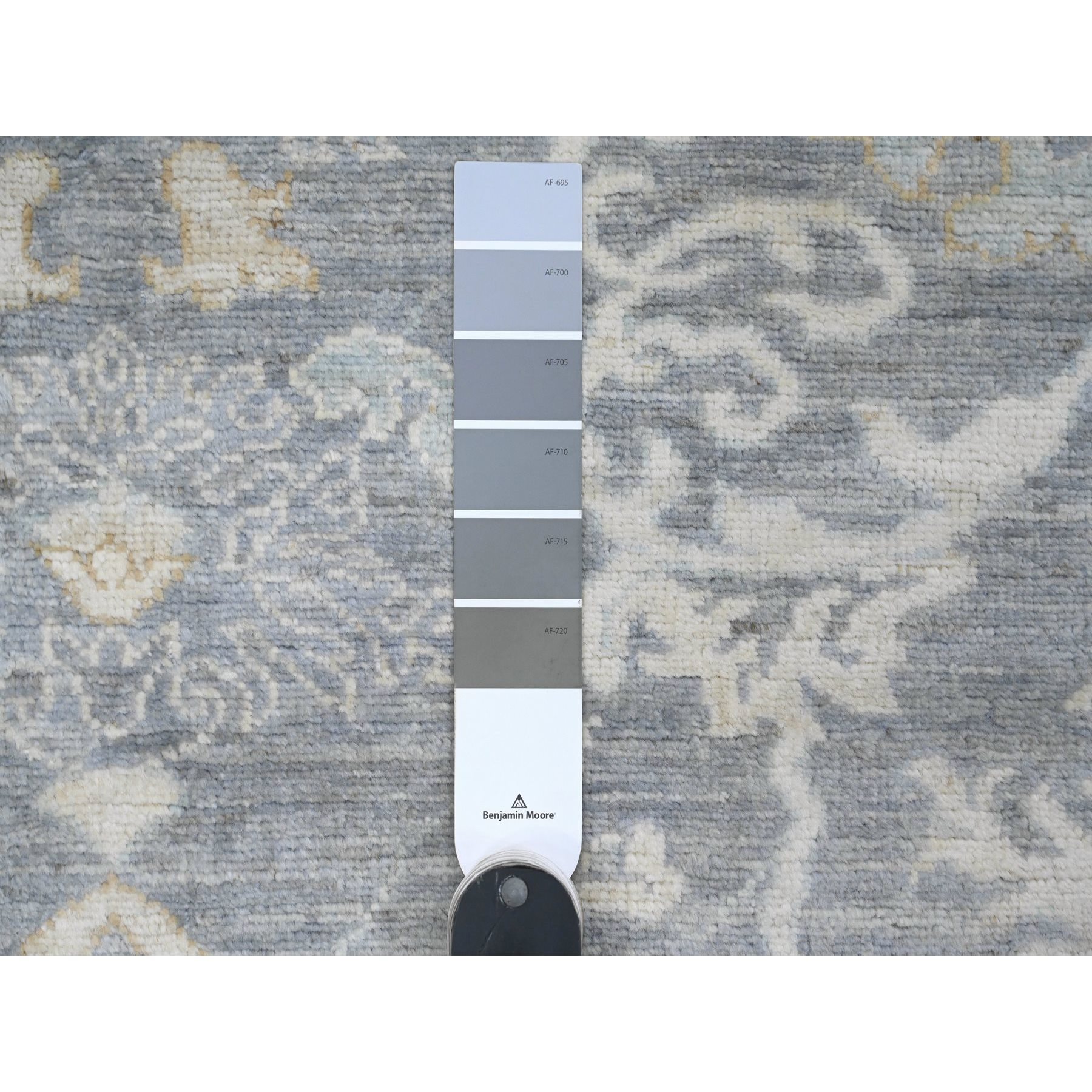 8'2"x9'8" Pewter Gray, Peshawar with Ziegler Mahal Design, Hand Knotted, Natural Dyes, Pure Wool, Densely Woven, Oriental Rug Sh20086
