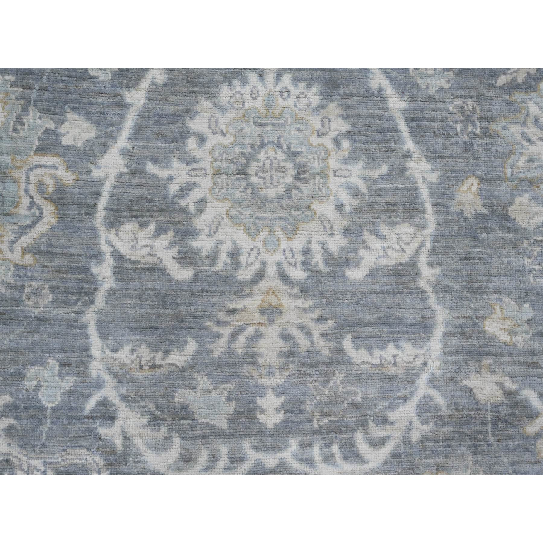 8'2"x9'8" Pewter Gray, Peshawar with Ziegler Mahal Design, Hand Knotted, Natural Dyes, Pure Wool, Densely Woven, Oriental Rug Sh20086