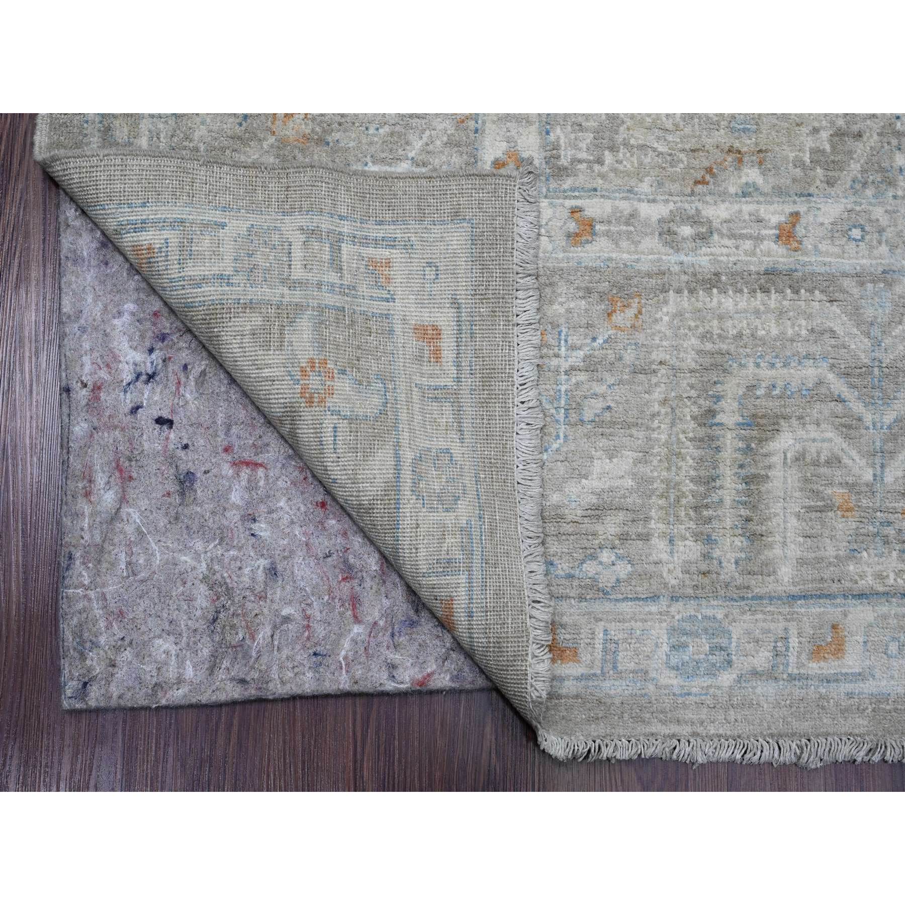 8'1"x9'10" Stone Gray, Peshawar with Willow Tree Design, Veggie Dyes, Hand Knotted, Pure Wool, Densely Woven, Oriental Rug Sh20087