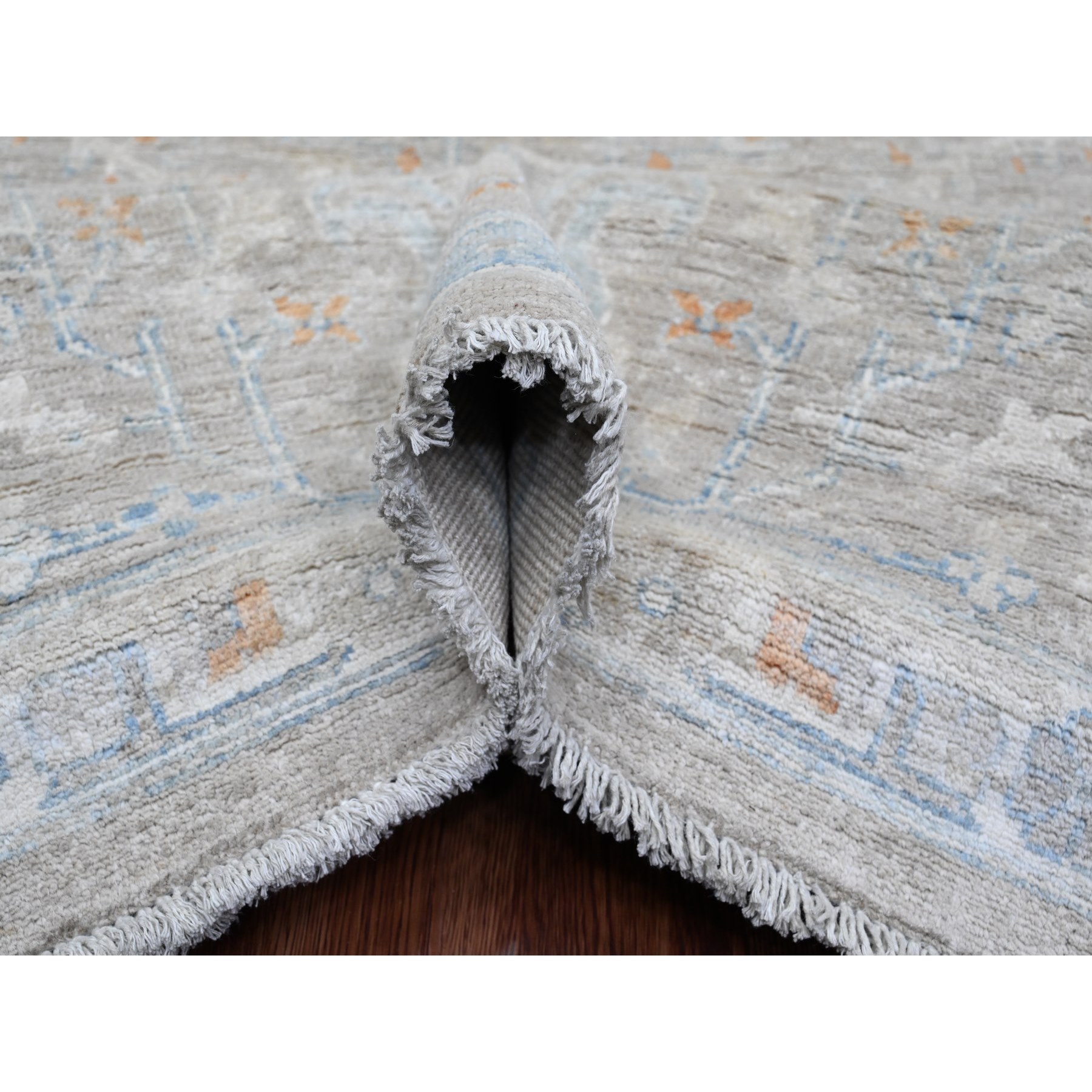8'1"x9'10" Stone Gray, Peshawar with Willow Tree Design, Veggie Dyes, Hand Knotted, Pure Wool, Densely Woven, Oriental Rug Sh20087