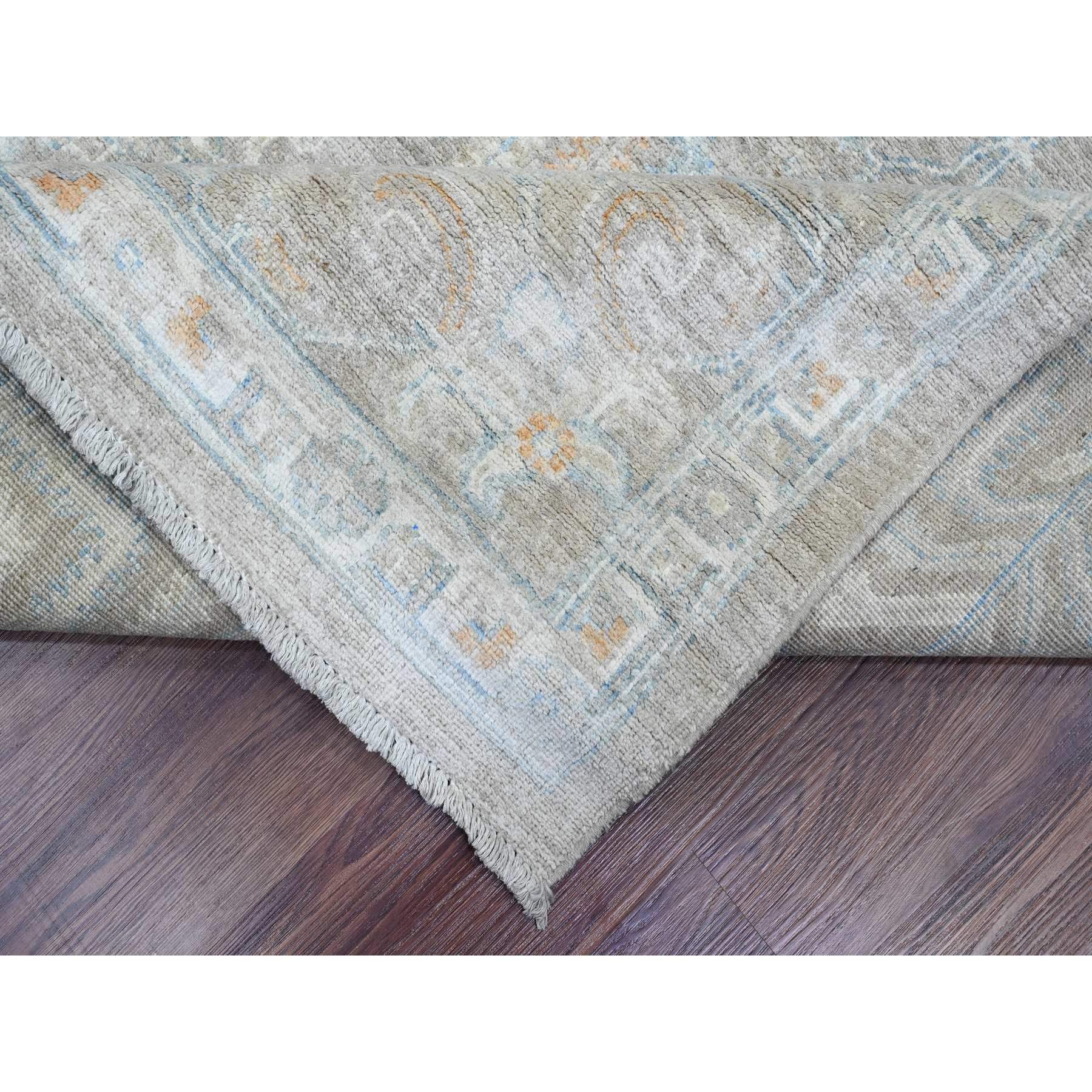 8'1"x9'10" Stone Gray, Peshawar with Willow Tree Design, Veggie Dyes, Hand Knotted, Pure Wool, Densely Woven, Oriental Rug Sh20087