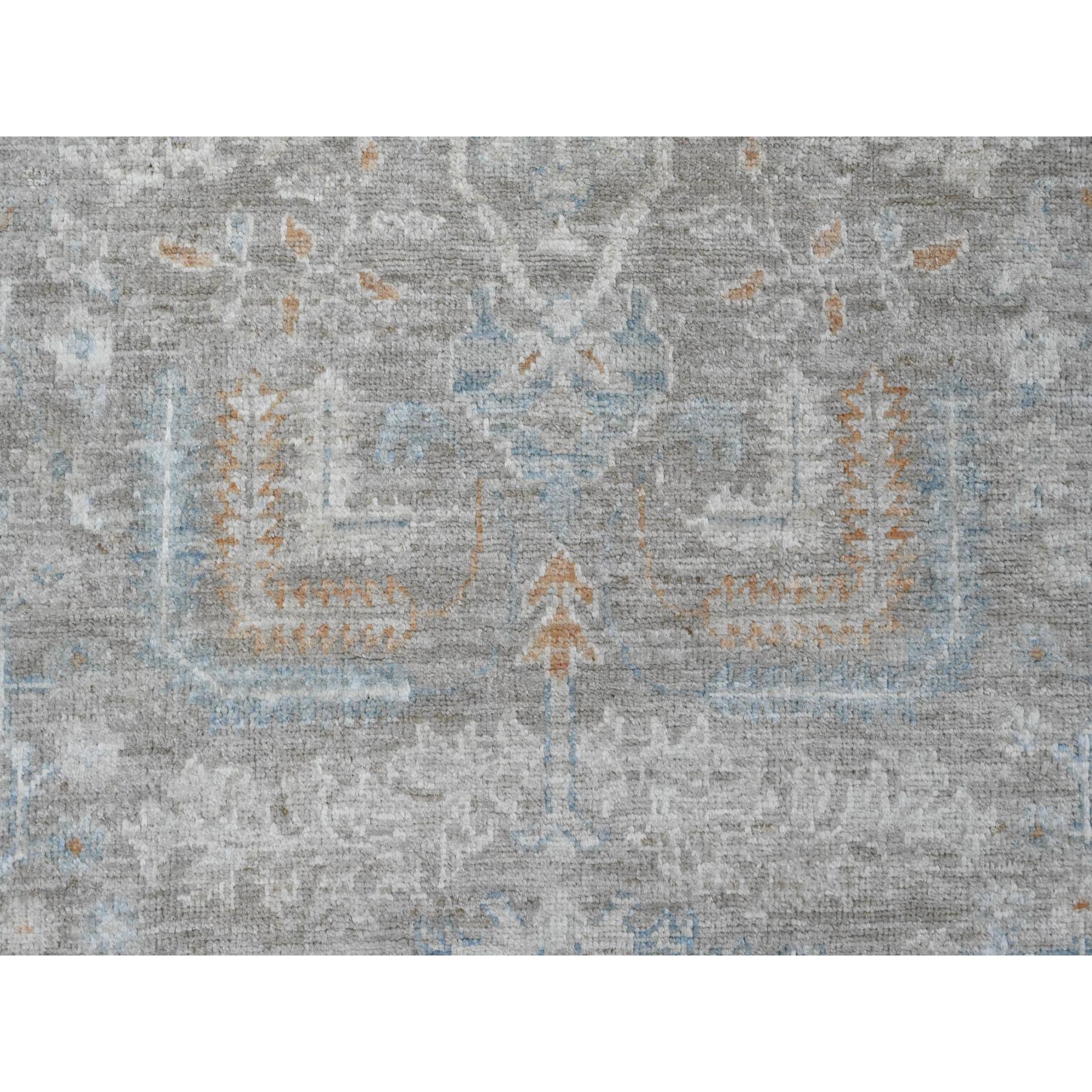 8'1"x9'10" Stone Gray, Peshawar with Willow Tree Design, Veggie Dyes, Hand Knotted, Pure Wool, Densely Woven, Oriental Rug Sh20087