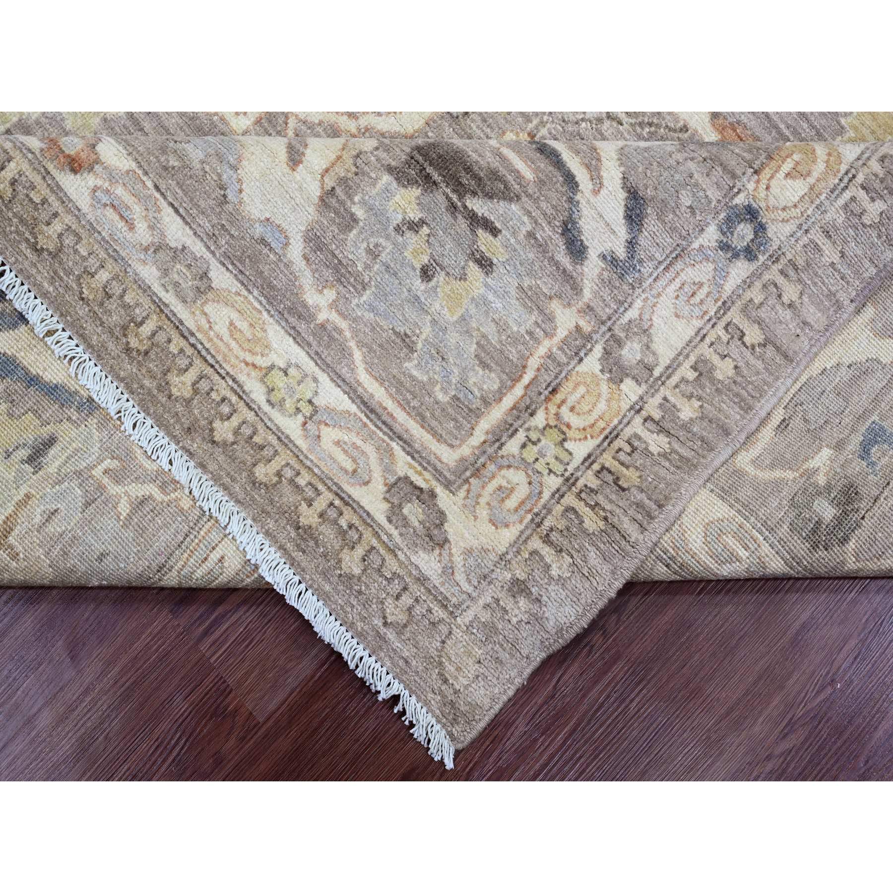 7'10"x9'8" Light Brown with Touches of Gold, Peshawar with Mahal All Over Design, Soft Wool, Vegetable Dyes, Hand Knotted, Densely Woven, Oriental Rug Sh20088