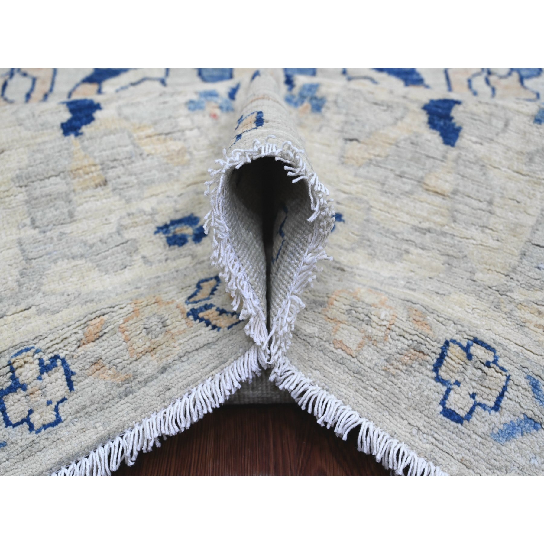 9'x11'7" Oyster Gray, Simplified Ziegler Mahal Design, Peshawar, Spacious, Hand Knotted, 100% Wool, Vegetable Dyes, Densely Woven, Oriental Rug Sh20089