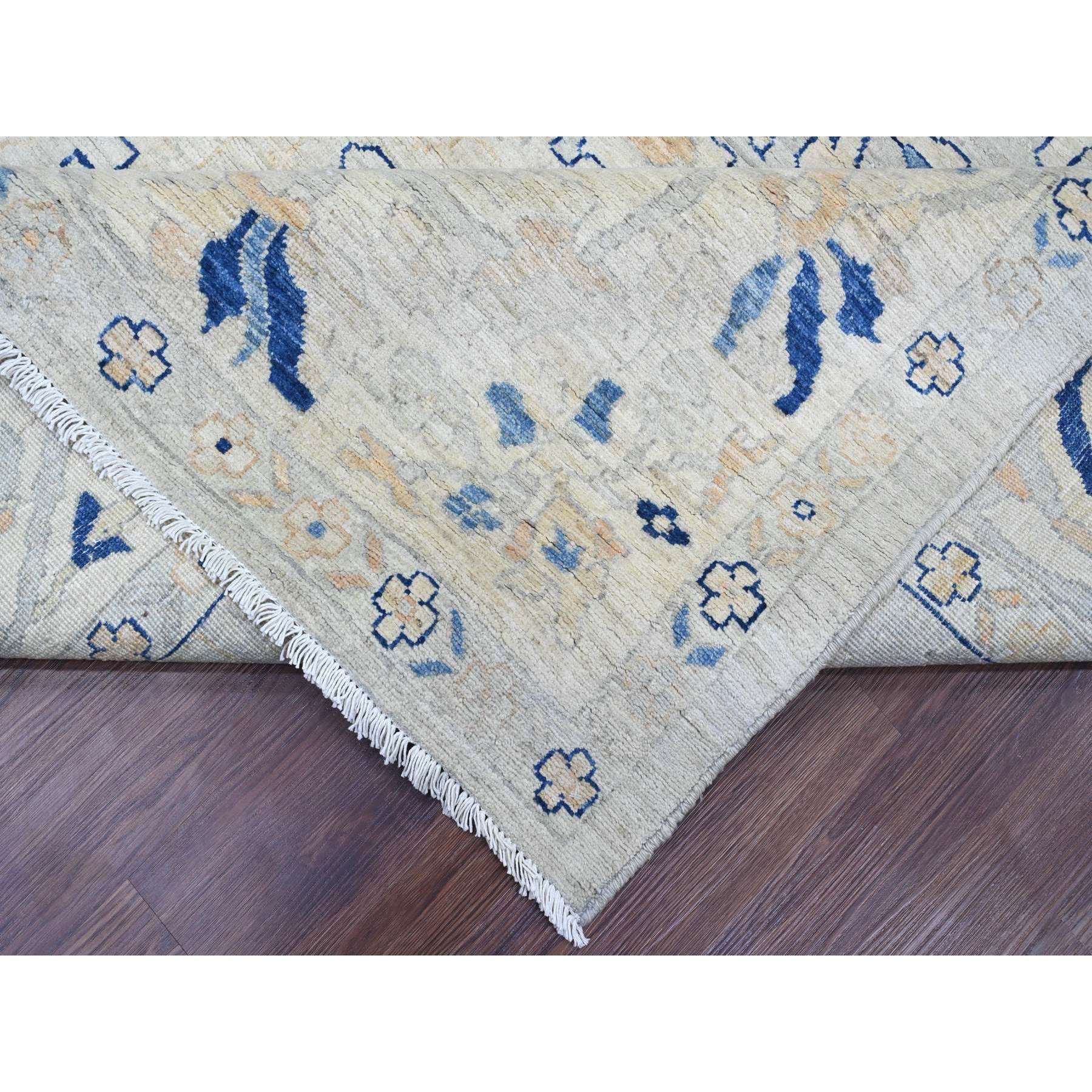 9'x11'7" Oyster Gray, Simplified Ziegler Mahal Design, Peshawar, Spacious, Hand Knotted, 100% Wool, Vegetable Dyes, Densely Woven, Oriental Rug Sh20089