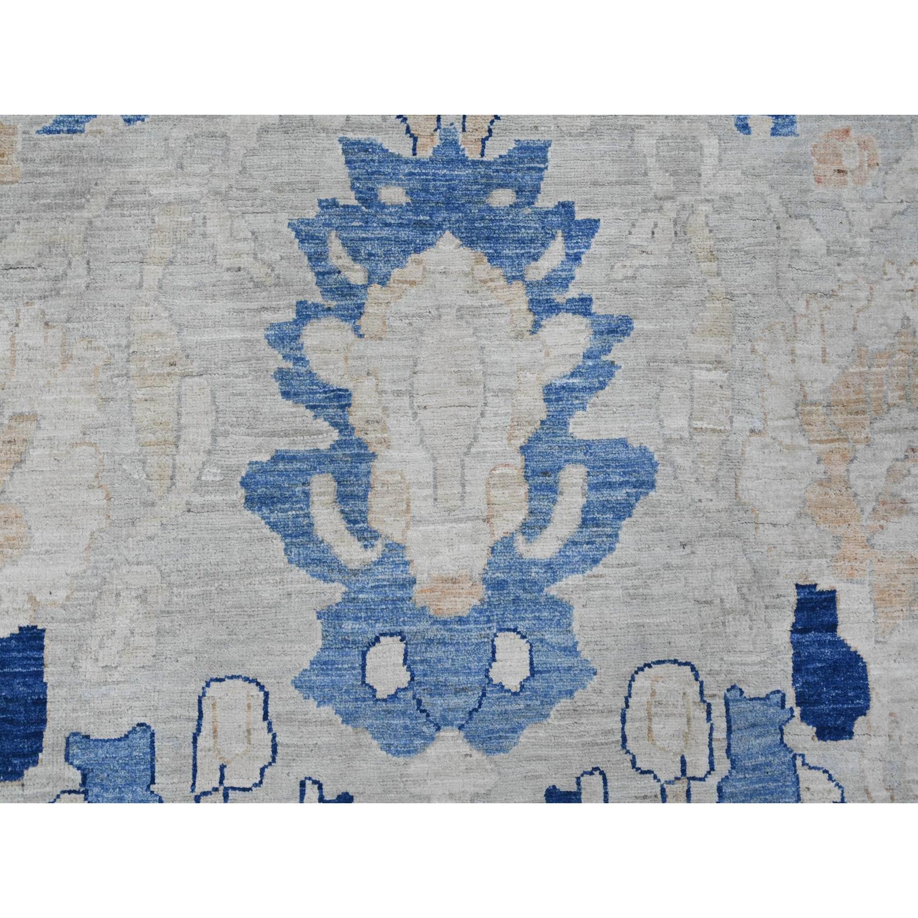 9'x11'7" Oyster Gray, Simplified Ziegler Mahal Design, Peshawar, Spacious, Hand Knotted, 100% Wool, Vegetable Dyes, Densely Woven, Oriental Rug Sh20089