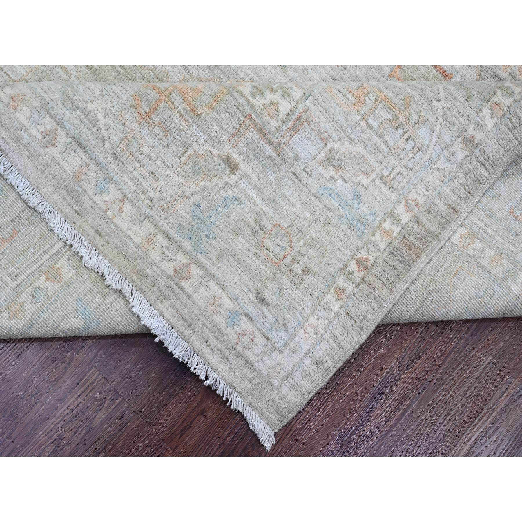 9'x12' Nickel Gray, Antiqued Peshawar with Ziegler Mahal Design, Vegetable Dyes, Hand Knotted, 100% Wool, Oriental Rug Sh20090