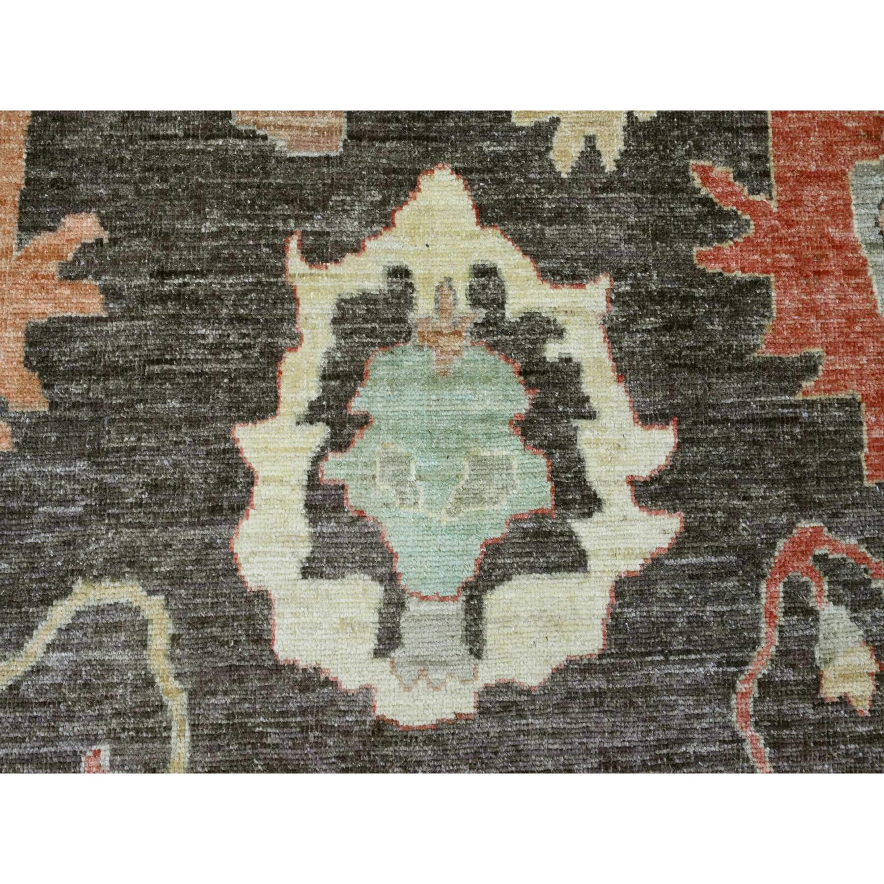 10'x13'5" Mocha Brown, Afghan Angora Oushak with Soft Colors Leaf Design, Hand Knotted, Vegetable Dyes, 100% Wool, Oriental Rug Sh20093