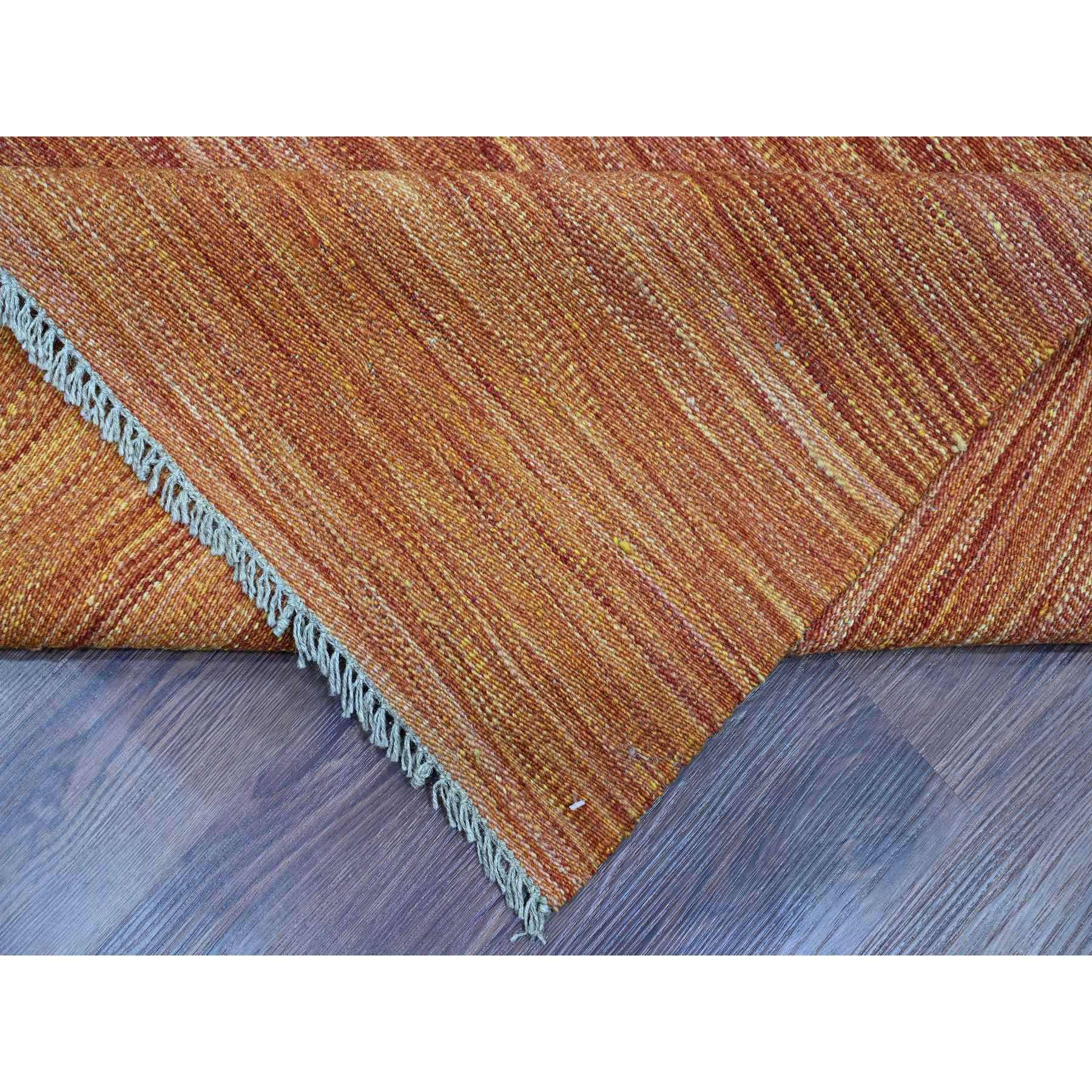 9'x12' Amber Orange, Solid Design, Hand Woven, Afghan Hand Spun Wool, Vegetable Dyes, Flat Weave Kilim, Oriental Rug Sh20094