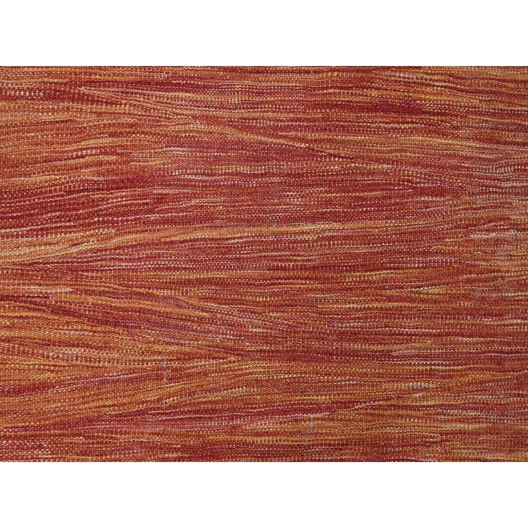 9'x12' Amber Orange, Solid Design, Hand Woven, Afghan Hand Spun Wool, Vegetable Dyes, Flat Weave Kilim, Oriental Rug Sh20094