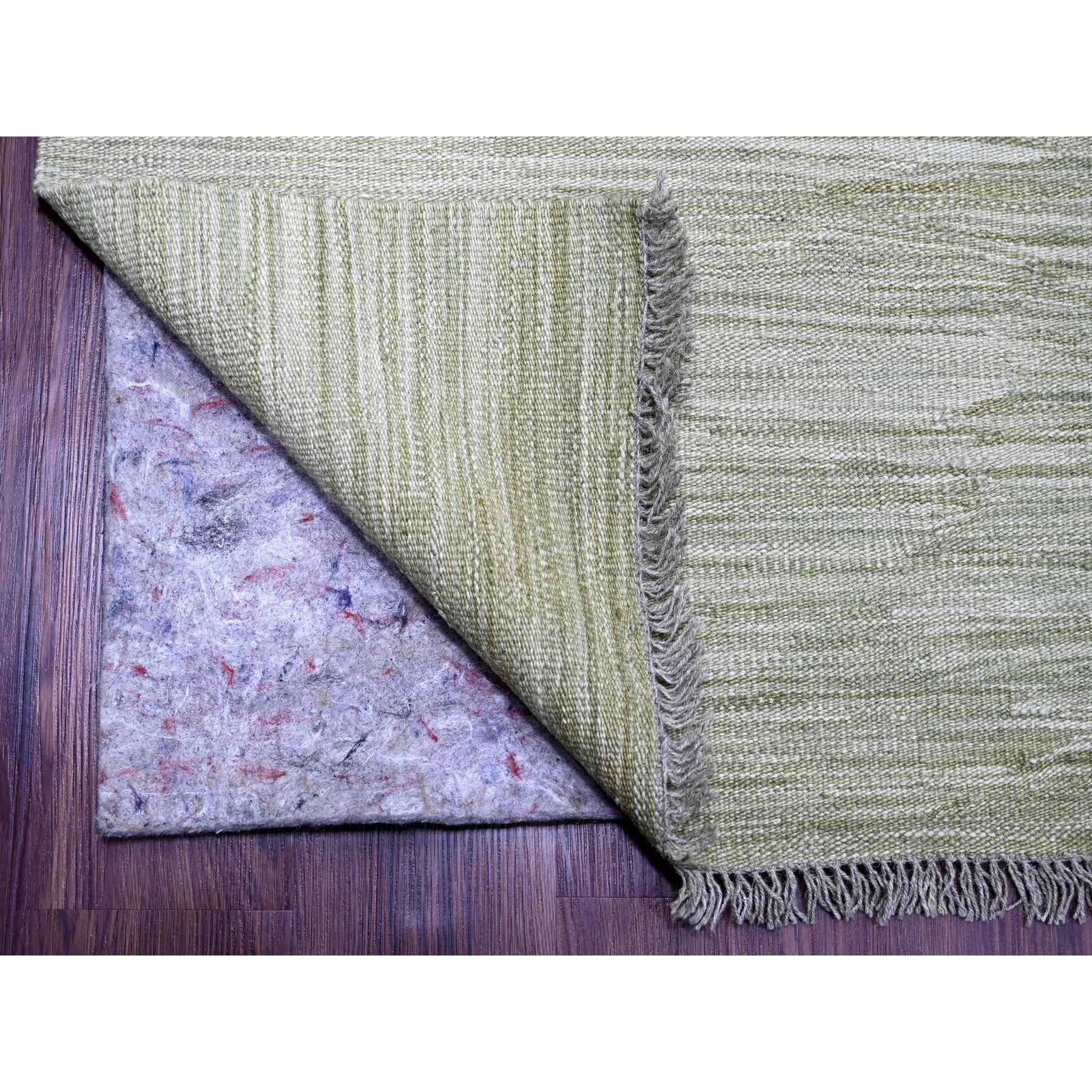 9'1"x12' Laurel Green, Solid Design, Hand Woven, Vegetable Dyes, Flat Weave, Afghan Kilim, Hand Spun Wool, Oriental Rug Sh20095
