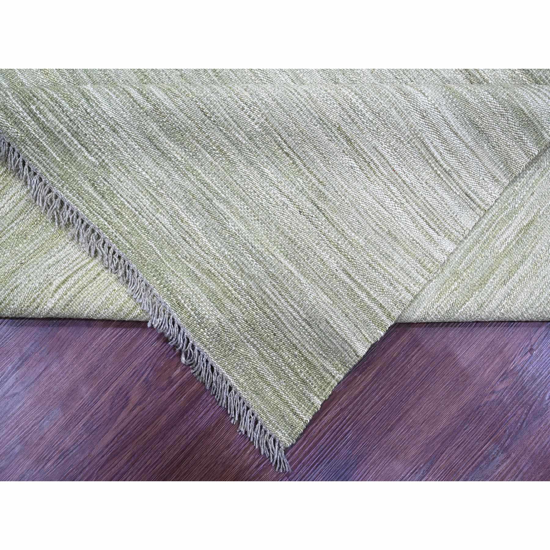9'1"x12' Laurel Green, Solid Design, Hand Woven, Vegetable Dyes, Flat Weave, Afghan Kilim, Hand Spun Wool, Oriental Rug Sh20095