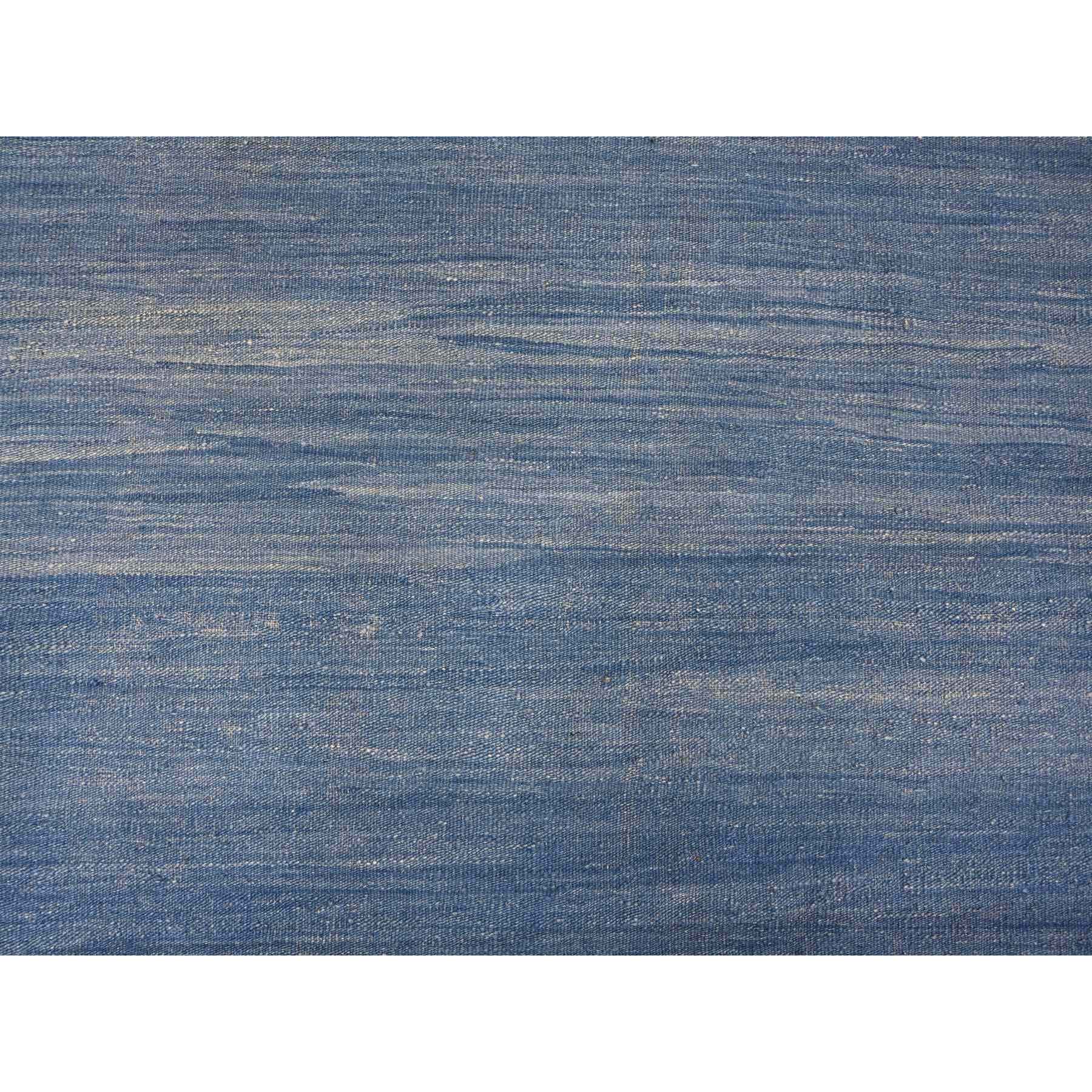 9'2"x12'1" Cerulean Blue, Flat Weave, Solid Design, Kilim, Hand Woven, Mixed Wool, Vegetable Dyes, Oriental Rug Sh20096