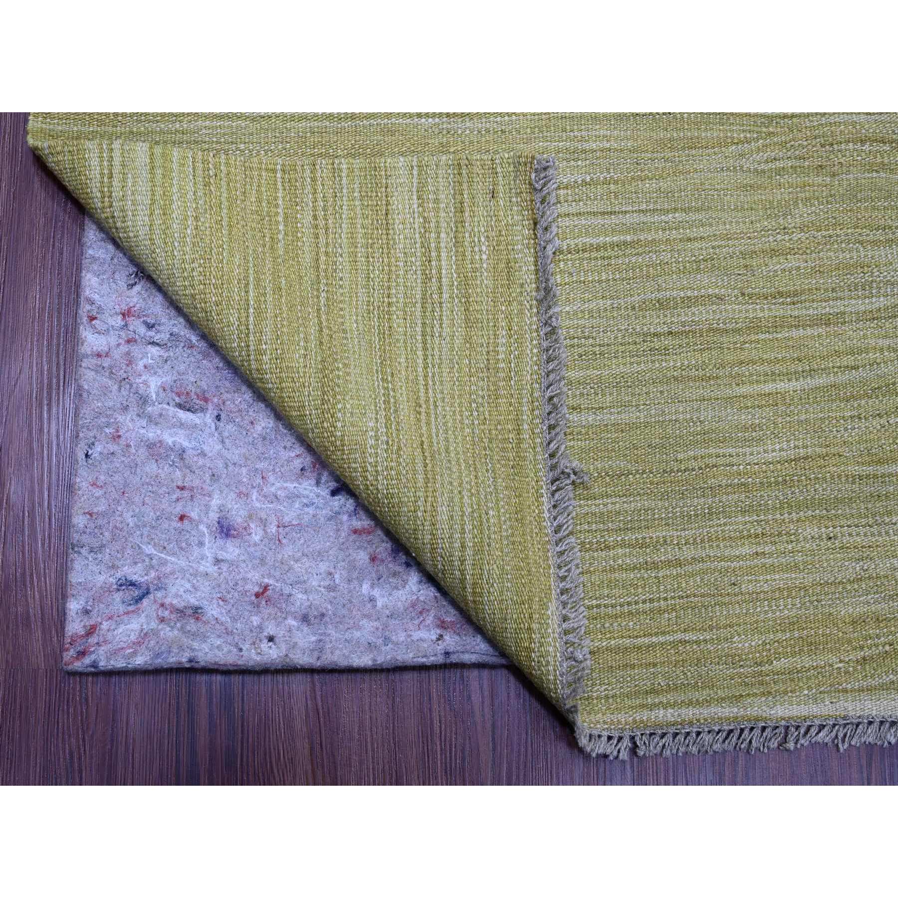 8'8"x12' Artichoke Green, Solid Design, Hand Woven, Afghan Kilim, Hand Spun Wool, Vegetable Dyes, Flat Weave, Oriental Rug Sh20097