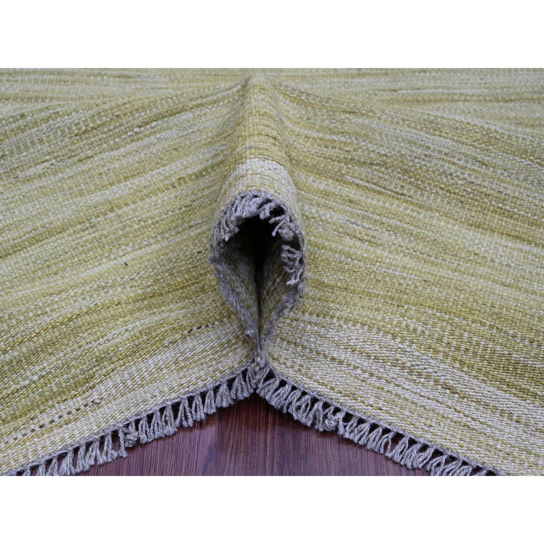 8'8"x12' Artichoke Green, Solid Design, Hand Woven, Afghan Kilim, Hand Spun Wool, Vegetable Dyes, Flat Weave, Oriental Rug Sh20097