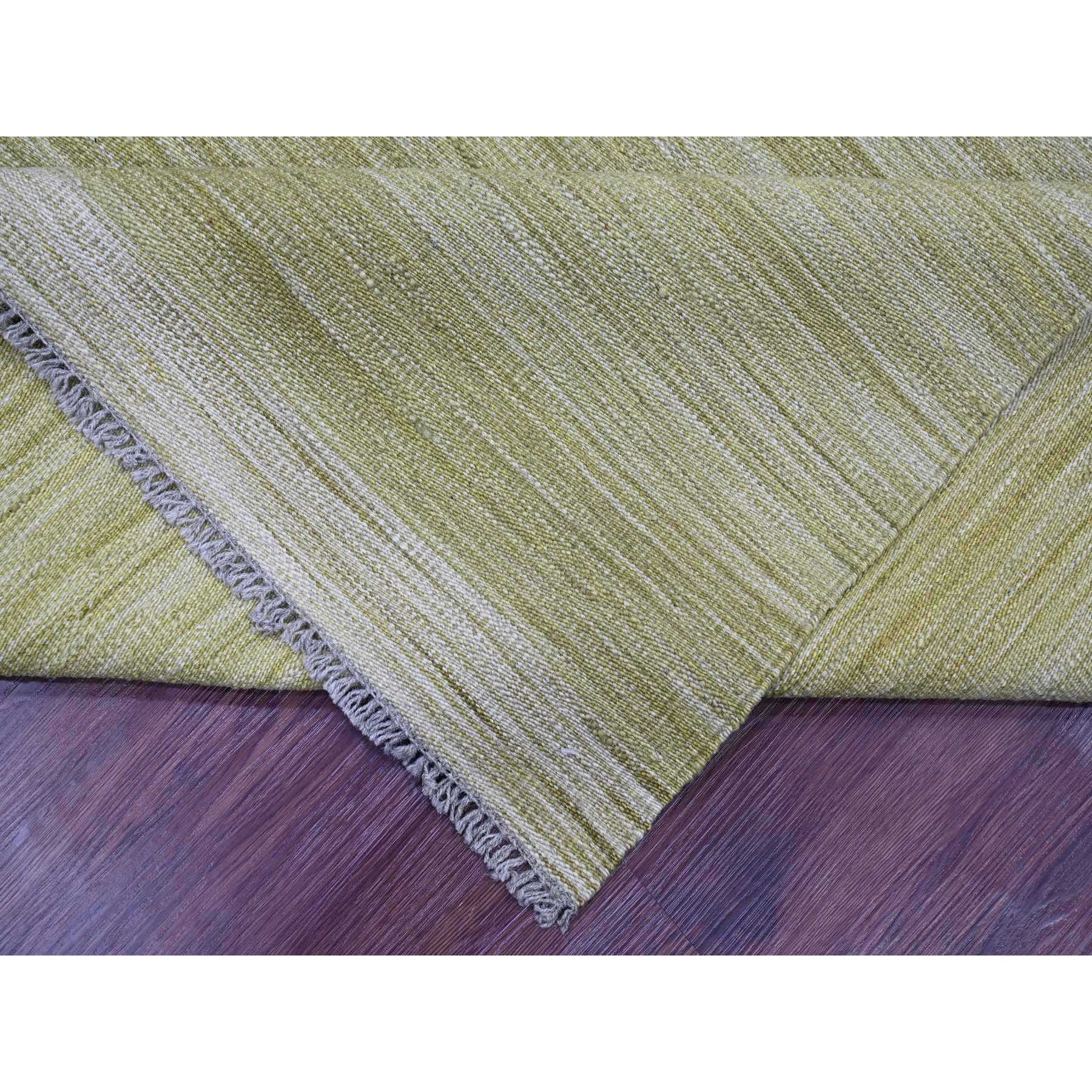 8'8"x12' Artichoke Green, Solid Design, Hand Woven, Afghan Kilim, Hand Spun Wool, Vegetable Dyes, Flat Weave, Oriental Rug Sh20097