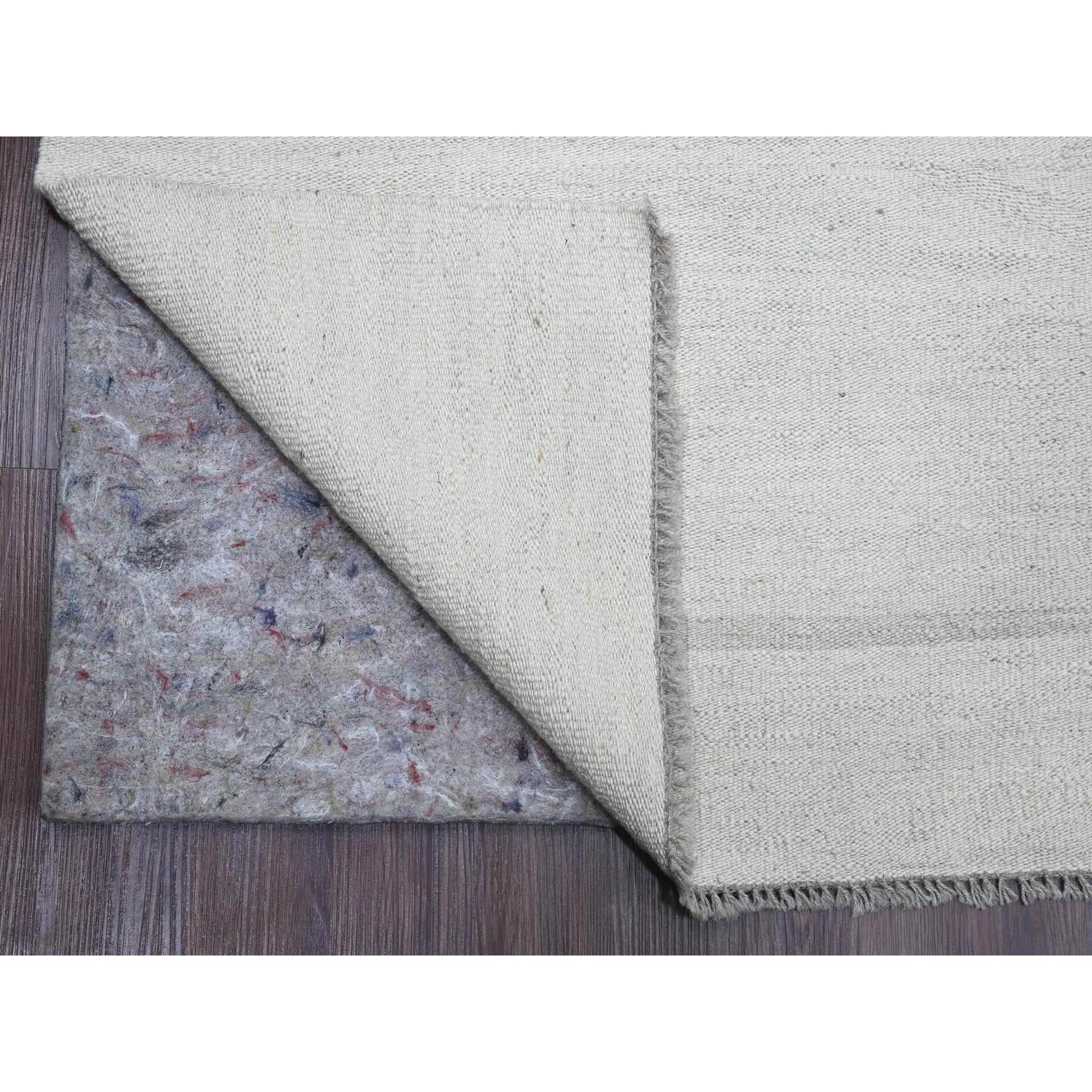 9'x12' Daisy White, Flat Weave, Solid Design, Hand Woven, Afghan Kilim, Hand Spun Wool, Oriental Rug Sh20099