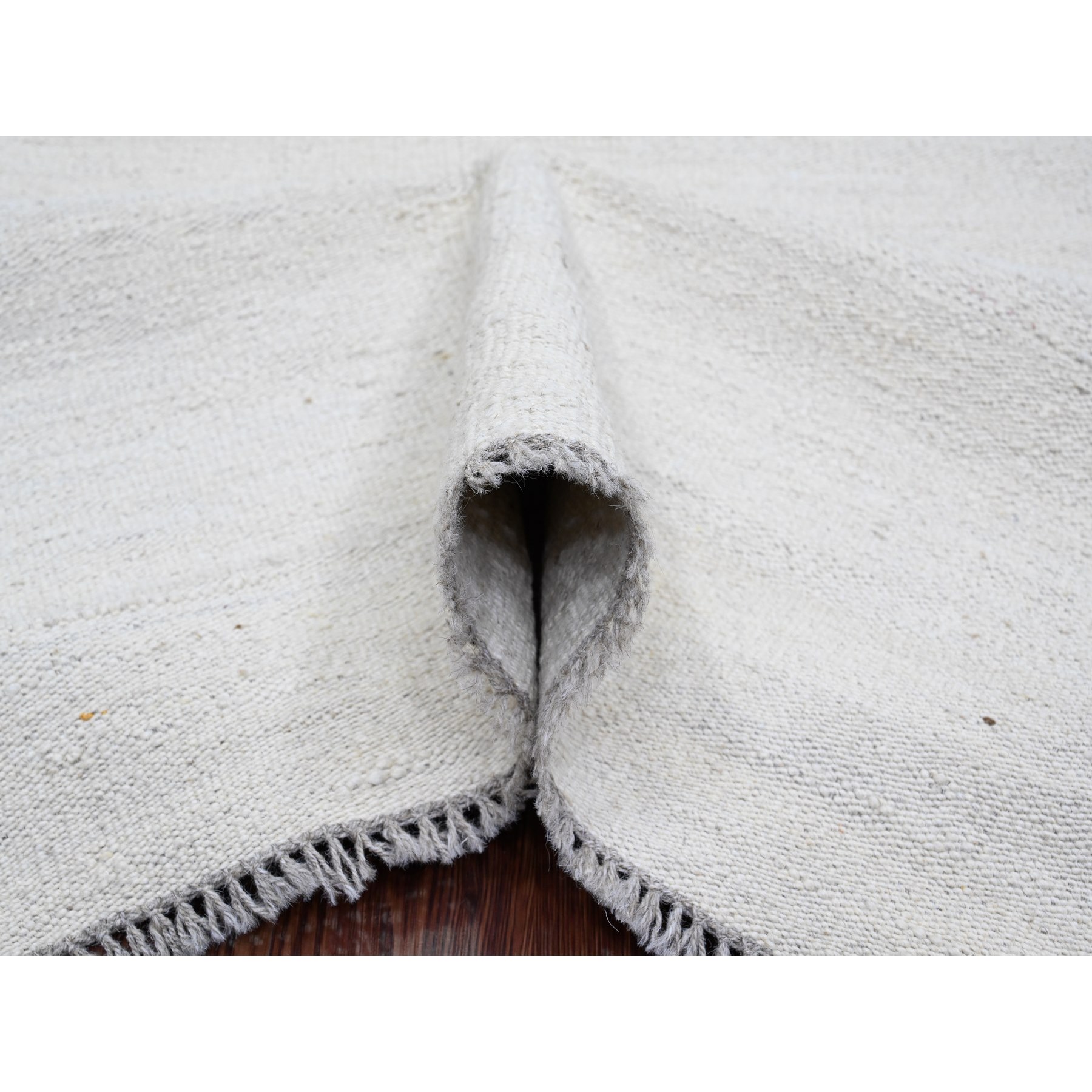 9'x12' Daisy White, Flat Weave, Solid Design, Hand Woven, Afghan Kilim, Hand Spun Wool, Oriental Rug Sh20099