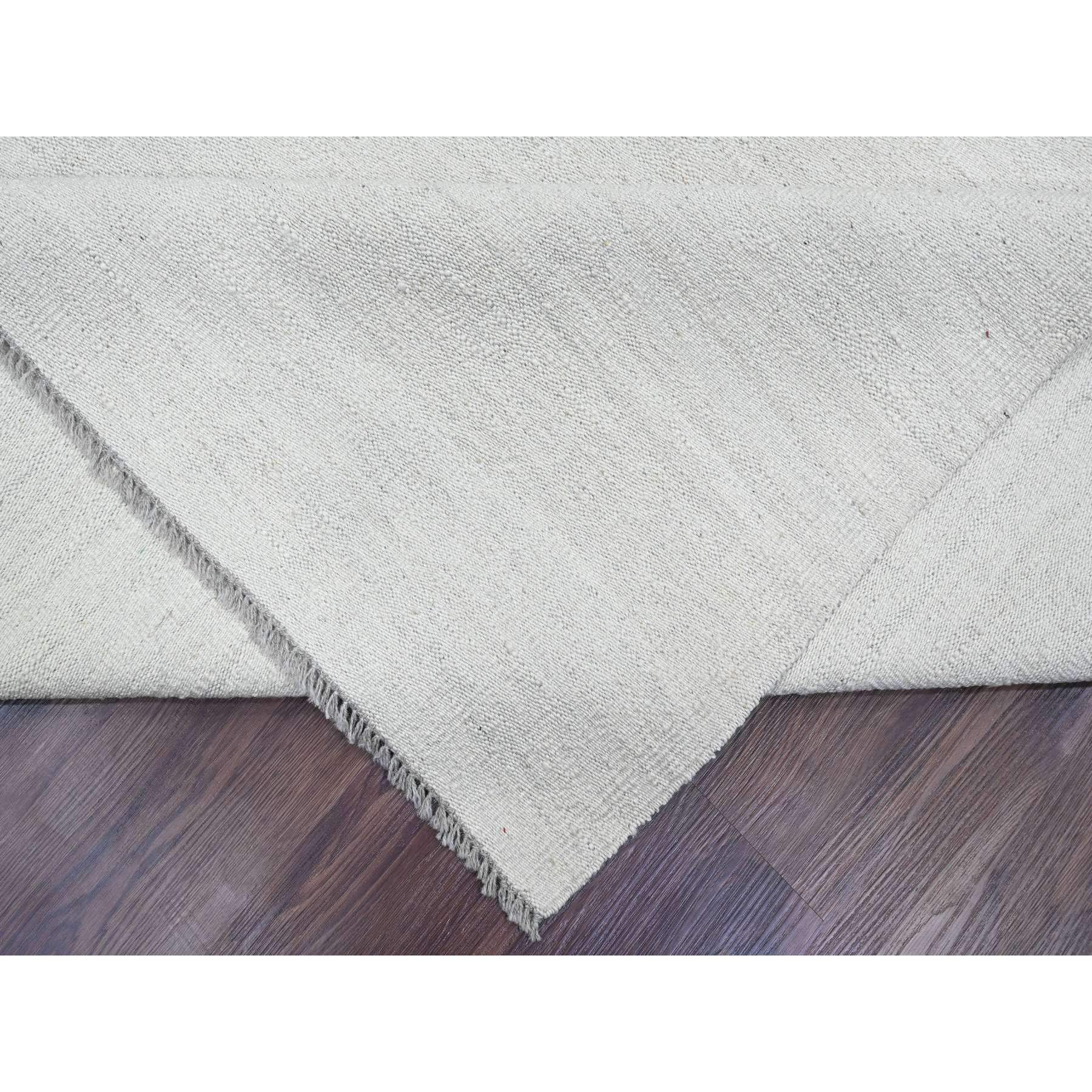 9'x12' Daisy White, Flat Weave, Solid Design, Hand Woven, Afghan Kilim, Hand Spun Wool, Oriental Rug Sh20099