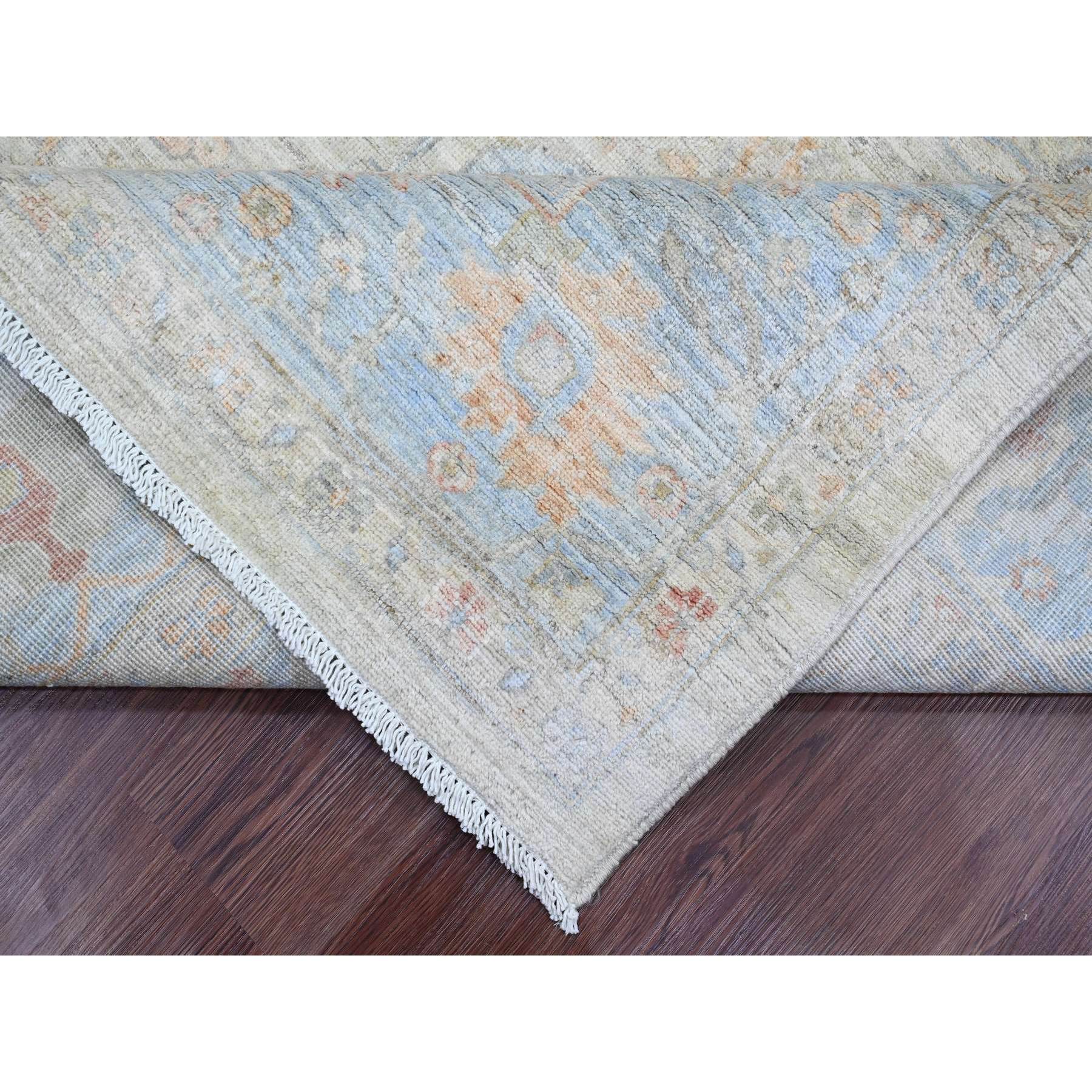 8'2"x10' Bone White, Aryana Collection, Afghan Peshawar with Heriz All Over Design, Vegetable Dyes, Hand Knotted, 100% Wool, Densely Woven, Oriental Rug Sh20101