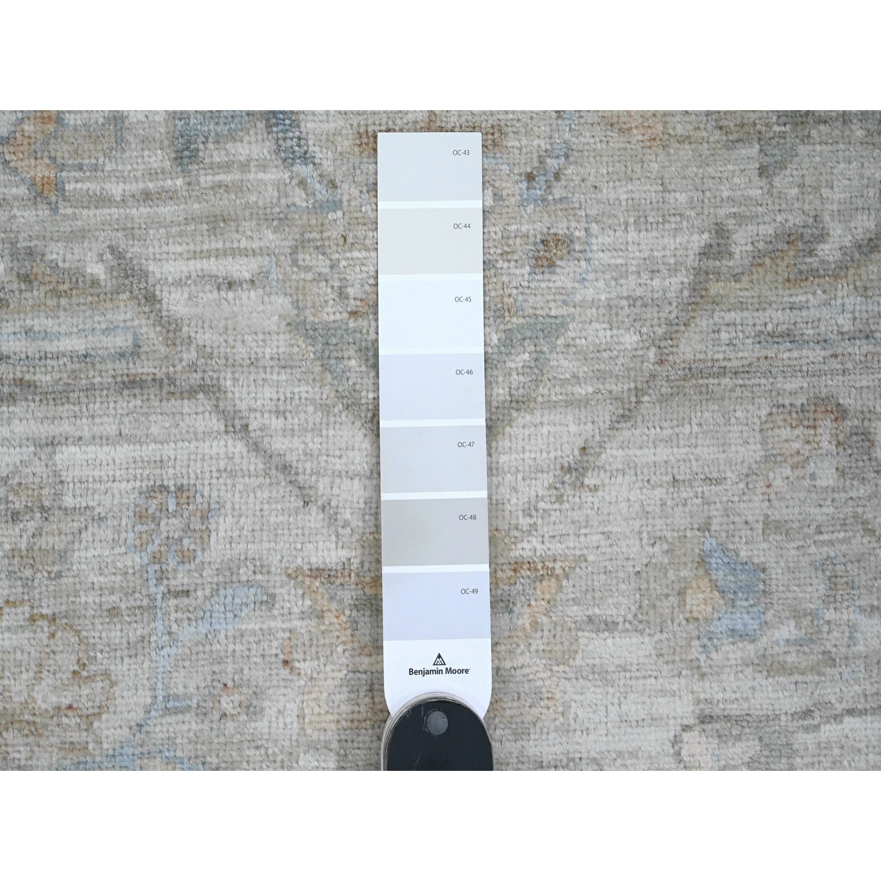 8'2"x10' Bone White, Aryana Collection, Afghan Peshawar with Heriz All Over Design, Vegetable Dyes, Hand Knotted, 100% Wool, Densely Woven, Oriental Rug Sh20101