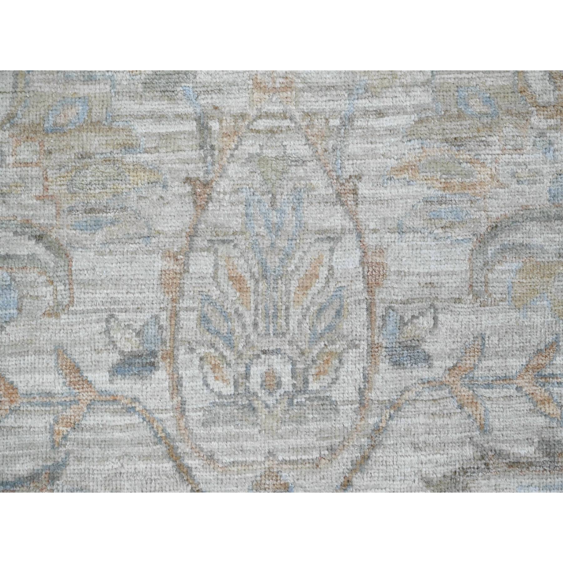 8'2"x10' Bone White, Aryana Collection, Afghan Peshawar with Heriz All Over Design, Vegetable Dyes, Hand Knotted, 100% Wool, Densely Woven, Oriental Rug Sh20101