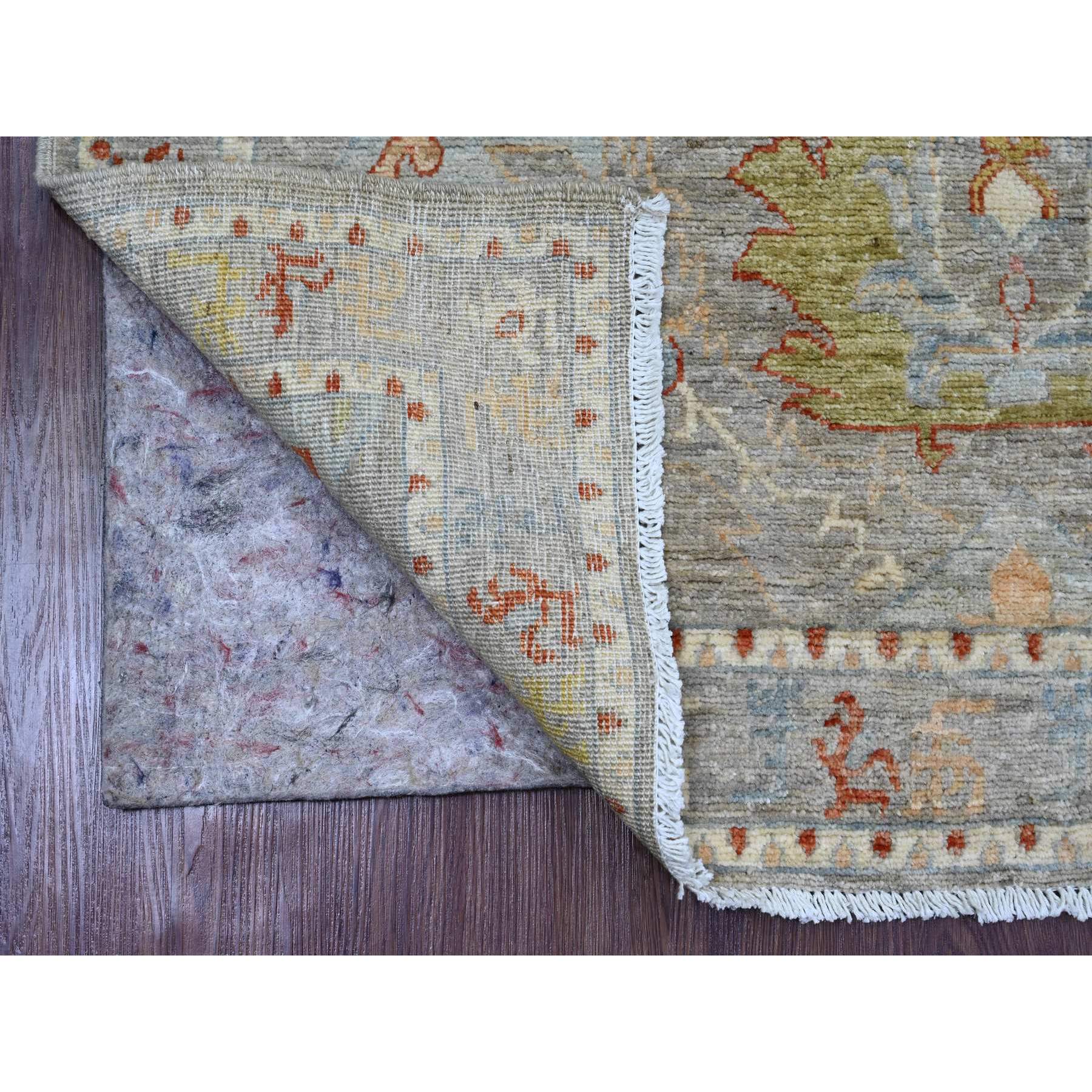 4'x5'8" Shadow Gray, Aryana Collection with Mahal Design, Peshawar, Vegetable Dyes, Hand Knotted, Pure Wool, Densely Woven, Oriental Rug Sh20103