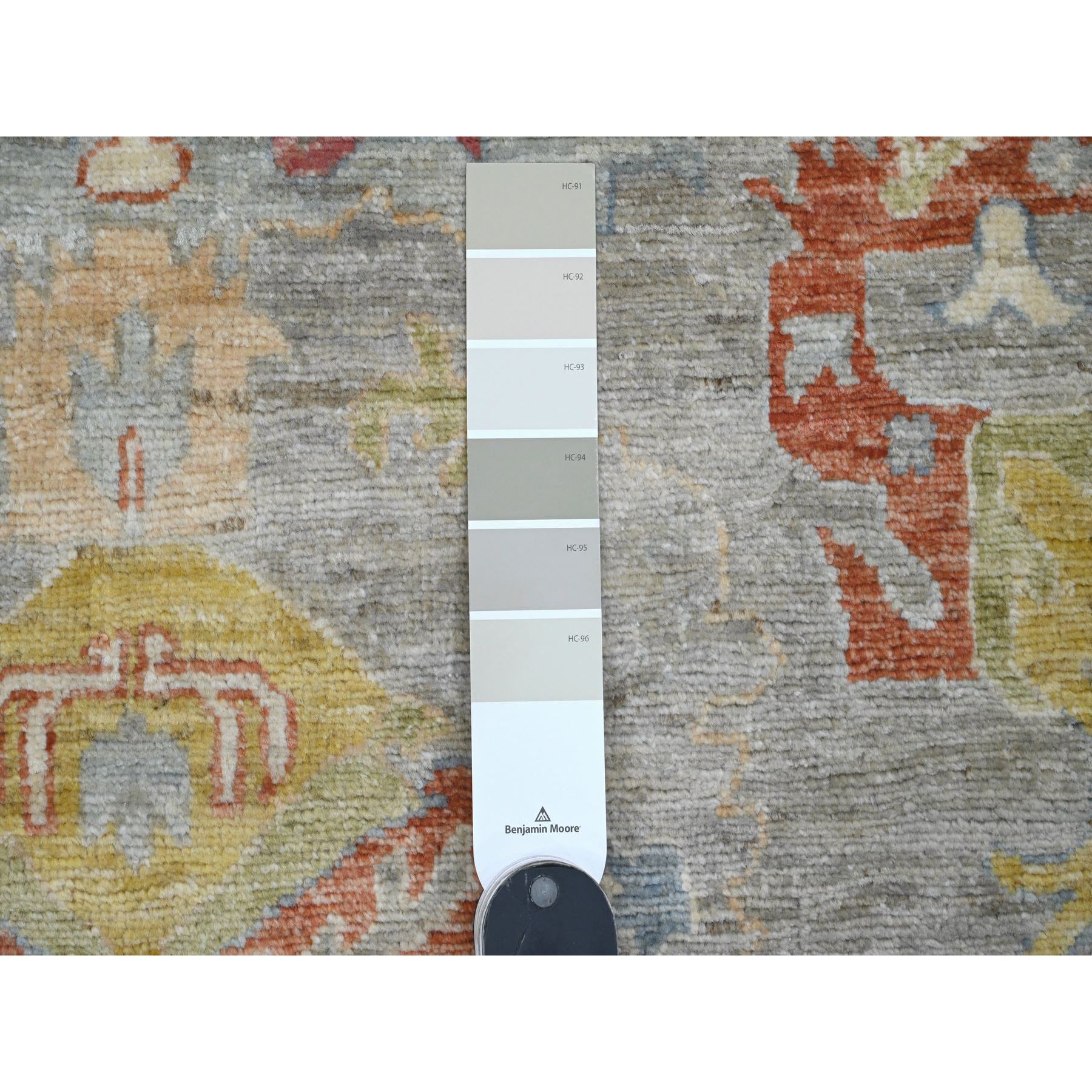 4'x5'8" Shadow Gray, Aryana Collection with Mahal Design, Peshawar, Vegetable Dyes, Hand Knotted, Pure Wool, Densely Woven, Oriental Rug Sh20103