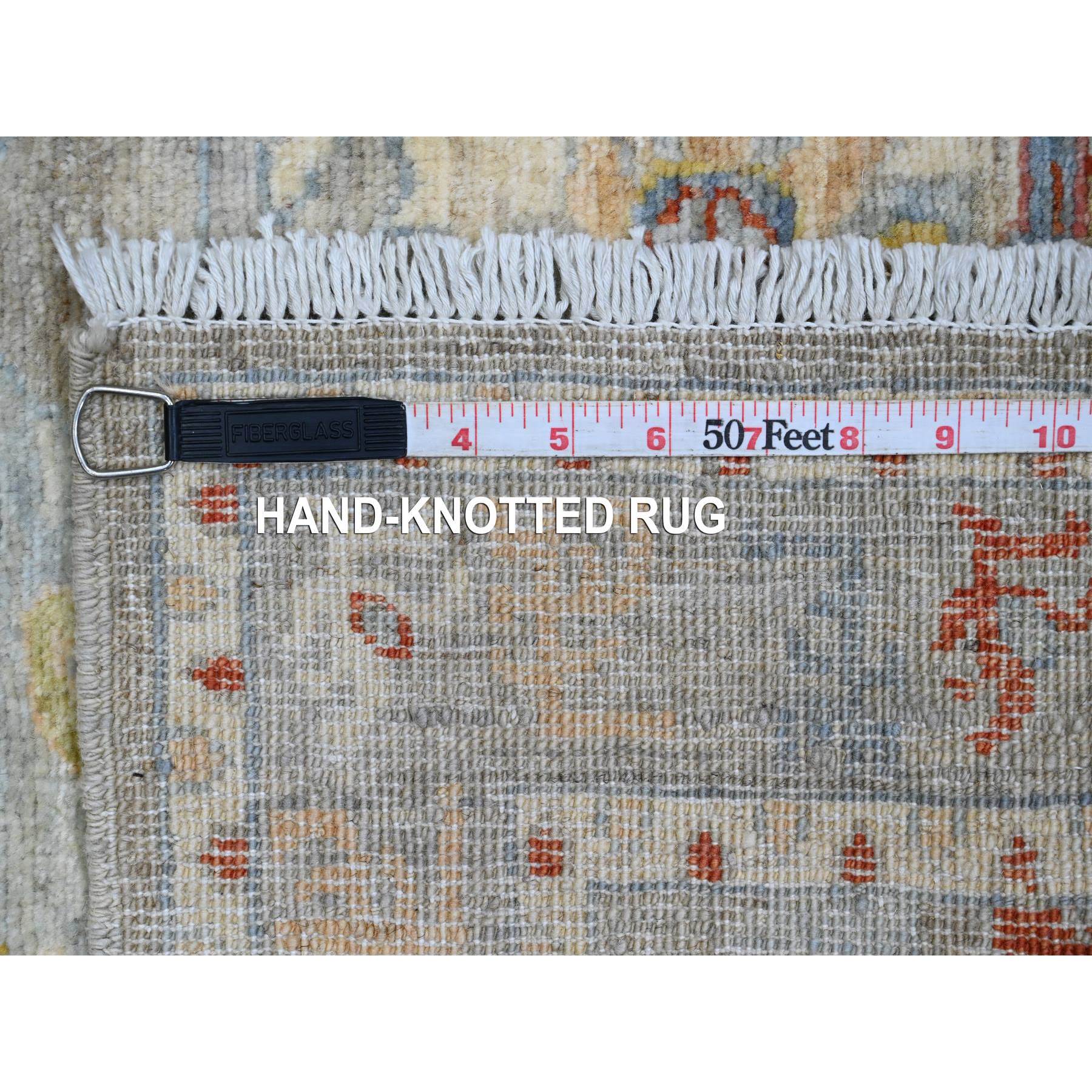 4'x5'8" Shadow Gray, Aryana Collection with Mahal Design, Peshawar, Vegetable Dyes, Hand Knotted, Pure Wool, Densely Woven, Oriental Rug Sh20103
