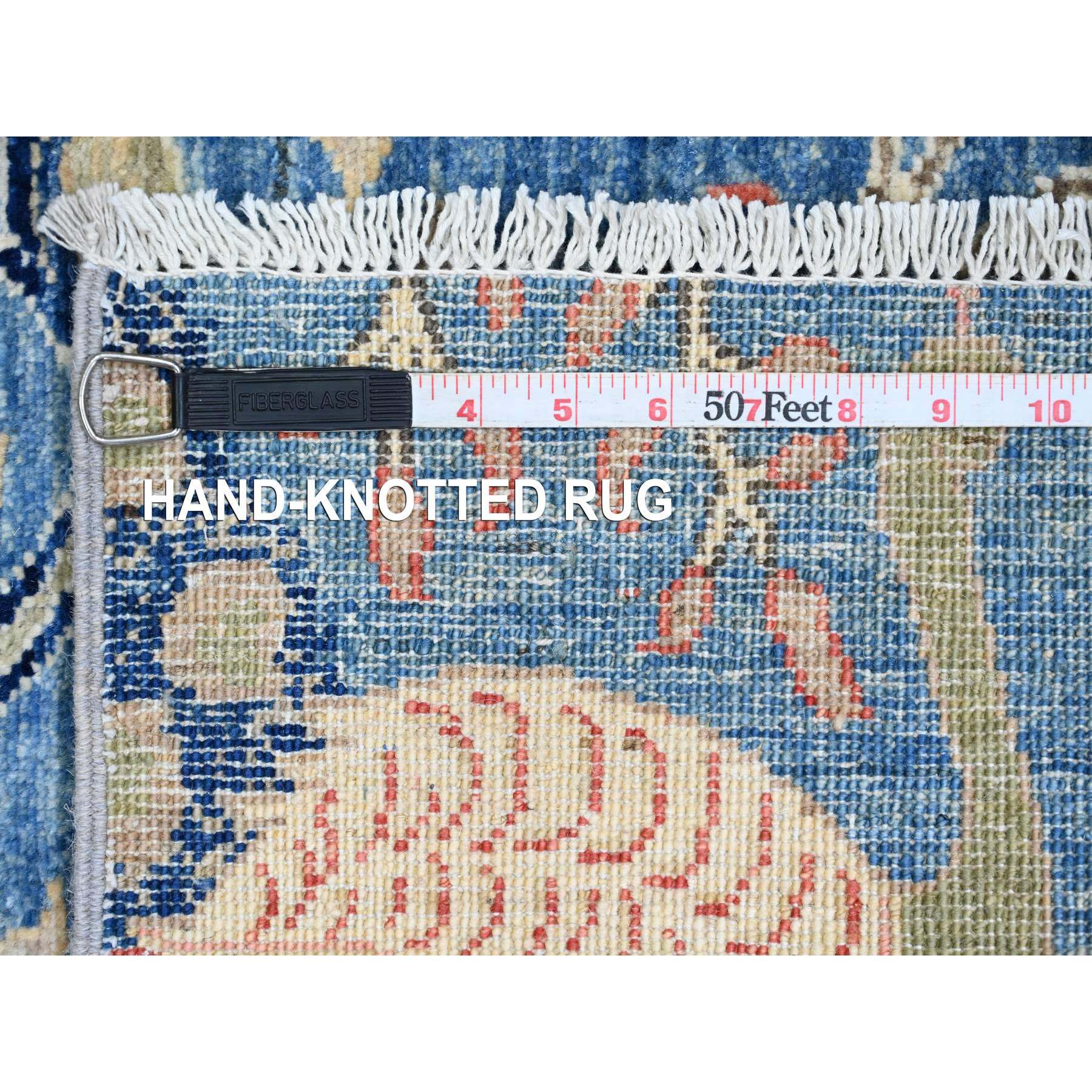 3'x21'3" Bayern Blue, Afghan Peshawar with Birds of Paradise Design, Natural Dyes, Hand Knotted, 100% Wool, XL Runner, Oriental Rug Sh20107