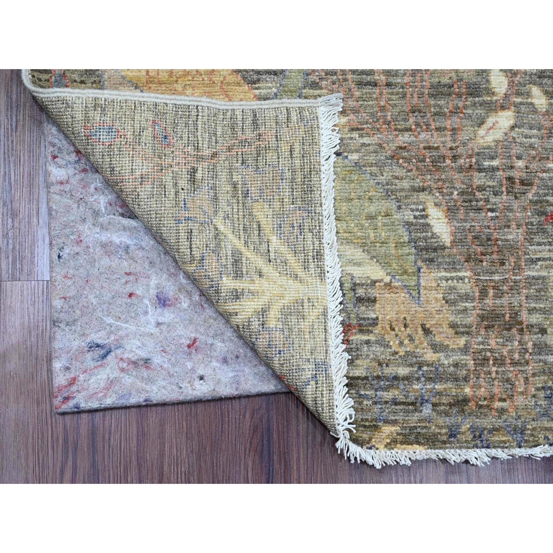 2'6"x6'2" Nevada Gray, Afghan Peshawar with Birds of Paradise Design, Soft and Velvety Wool, Vegetable Dyes, Hand Knotted, Runner, Oriental Rug Sh20108